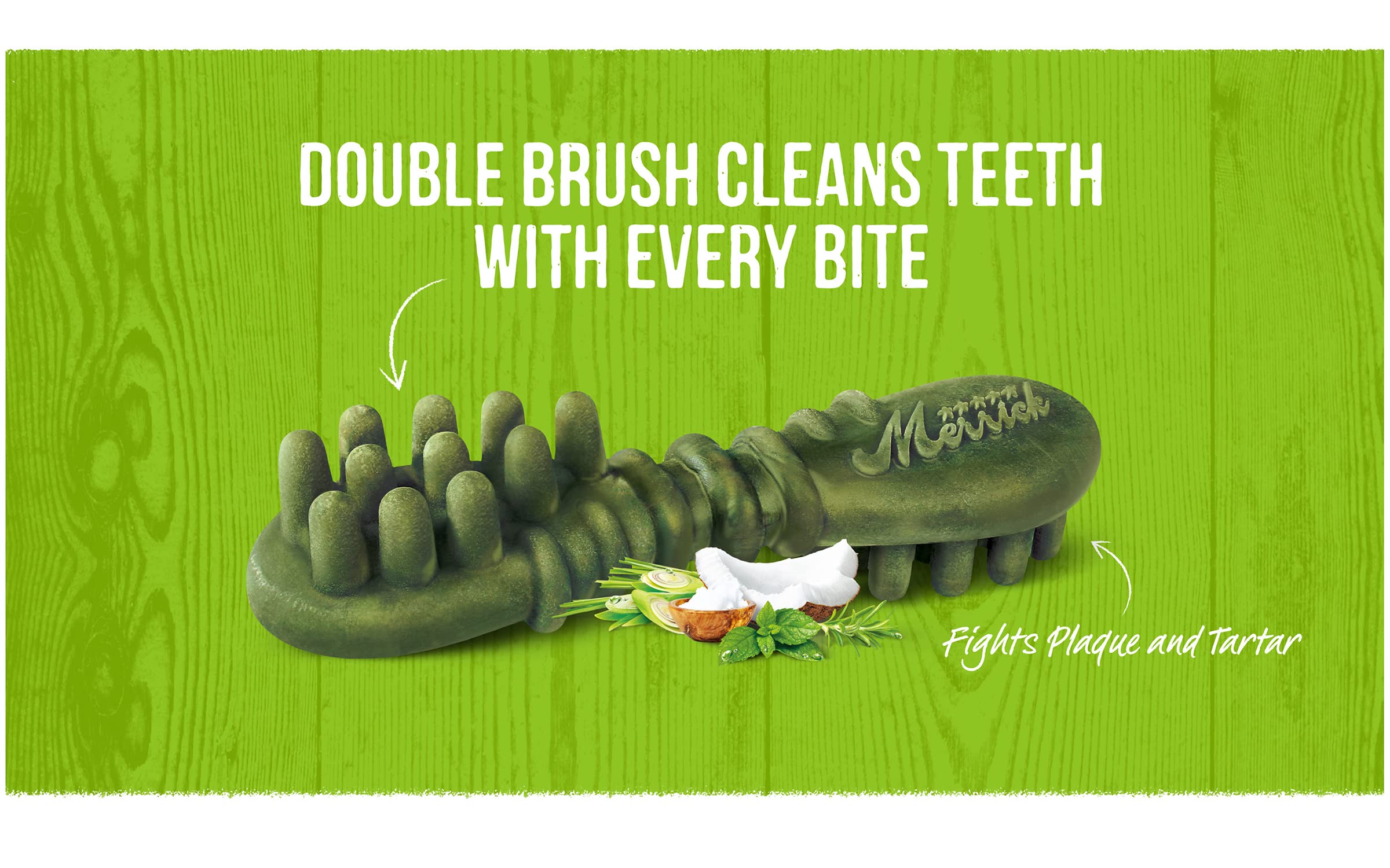 Merrick Fresh Kisses Double-Brush Dental Dog Treats, Infused with Coconut & Botanical Oils, Cleans & Freshens Breath for X-Small