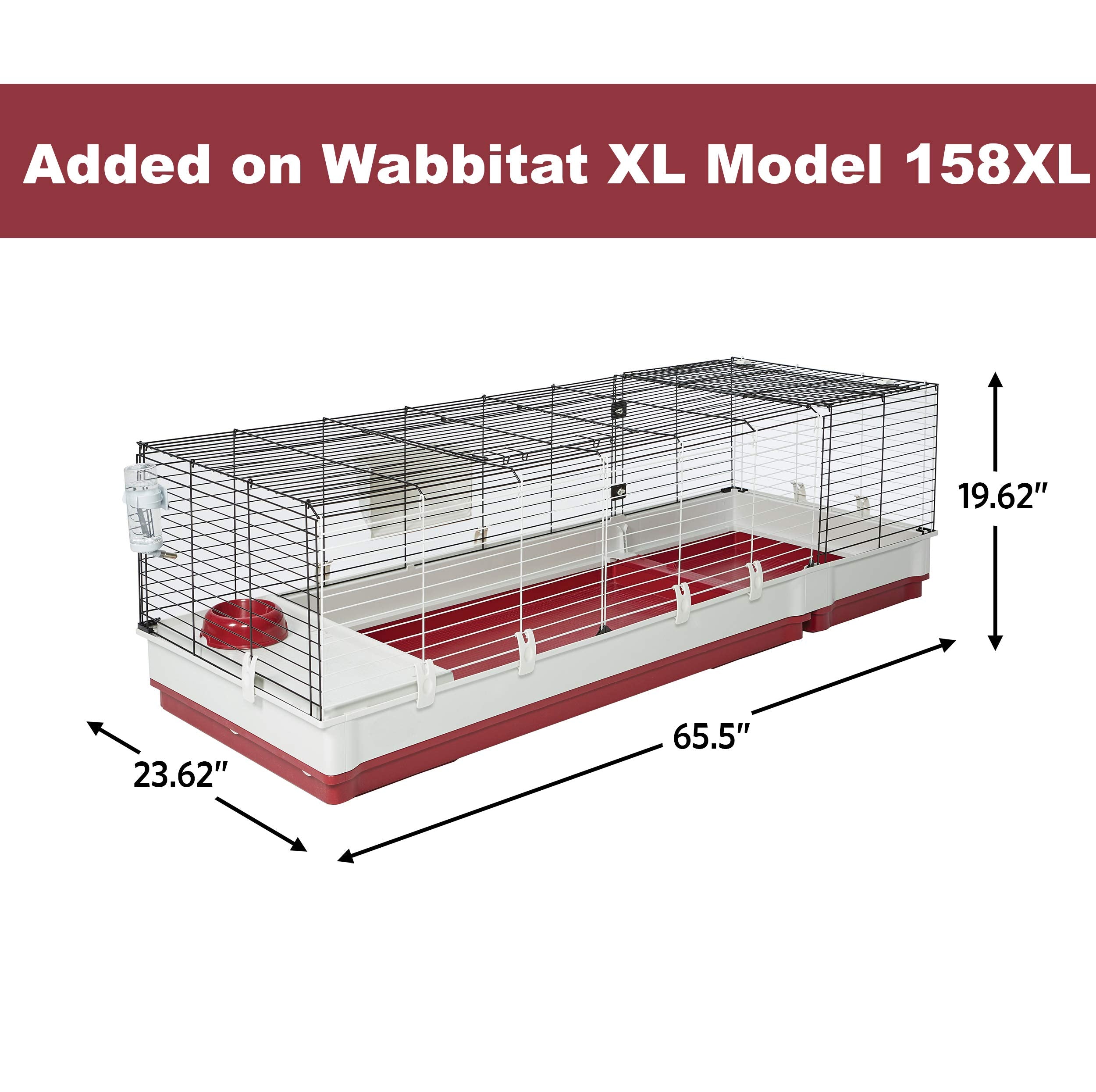 Midwest Homes For Pets Rabbit Cage Wire Extension | Extension Fits Midwest Models 158 & 158Xl, 158Wex, Maroon/White (Wire Extension Only)