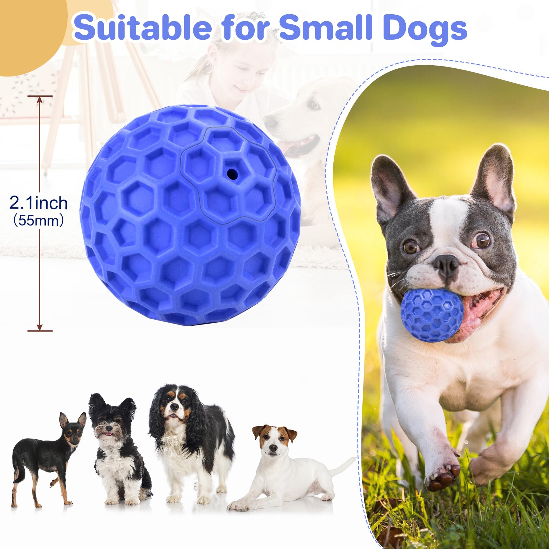 DISSKNIC Tough Squeaky Dog Balls Puppy Toys, Interactive Dog Toys for Small Dogs, Puppy Chew Toys for Teething and Relax, Dog Ch