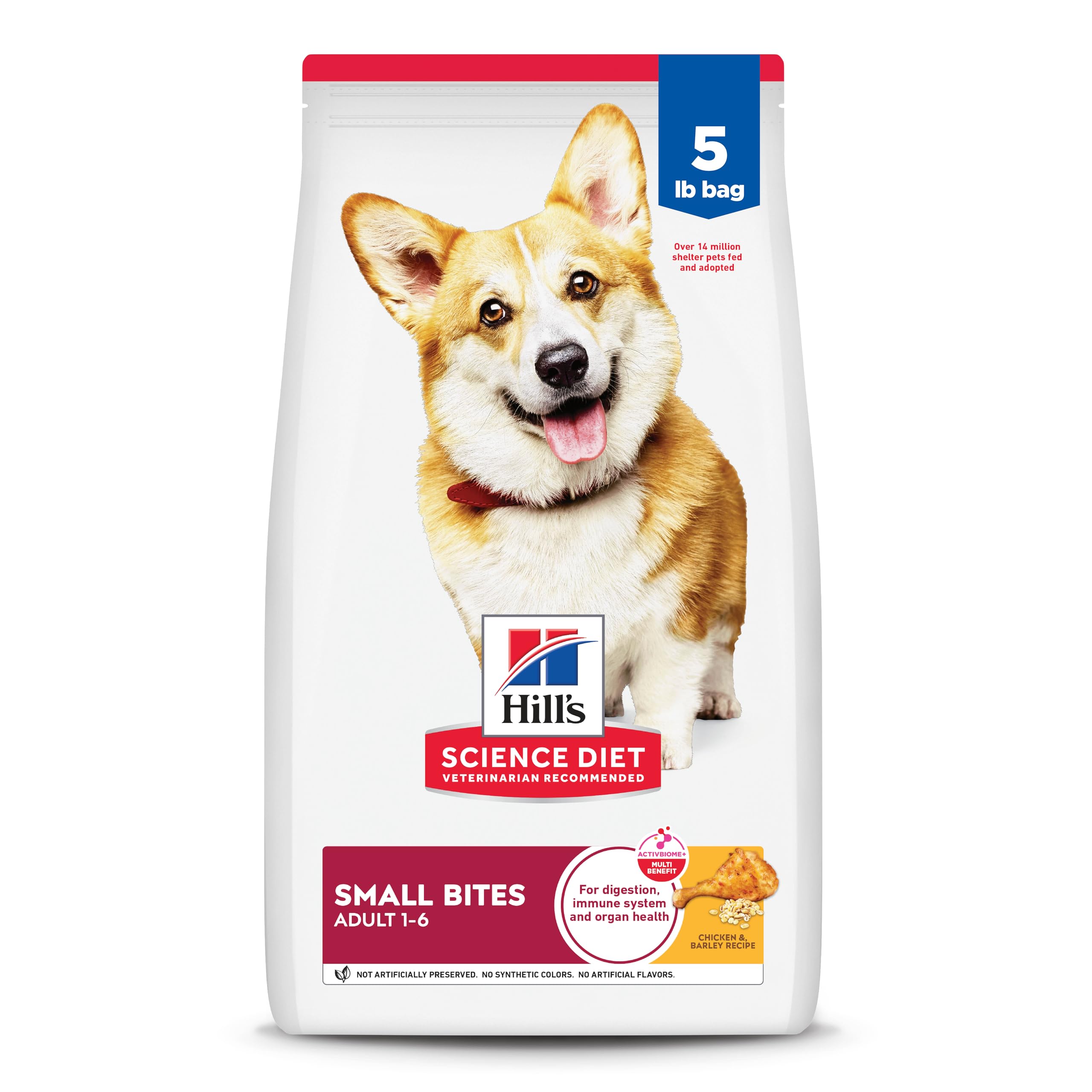 Hills Science Diet Adult 1-6, Adult 1-6 Premium Nutrition, Small Kibble, Dry Dog Food, Chicken & Barley, 5 lb Bag