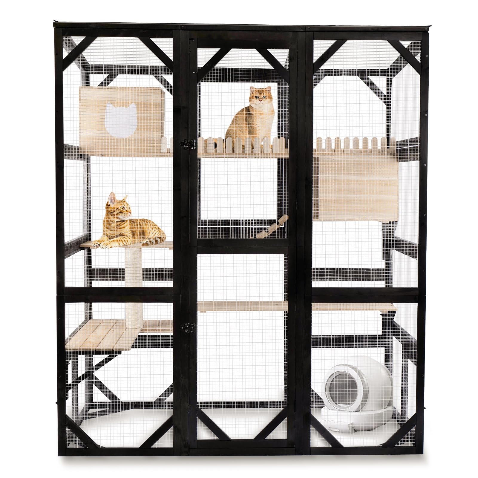 Funxplore Large Catio Outdoor Cat Enclosure Window 73'' H Walk-In Cat House Kitty Cage For Multiple Indoor Outdoor Cats Outside 