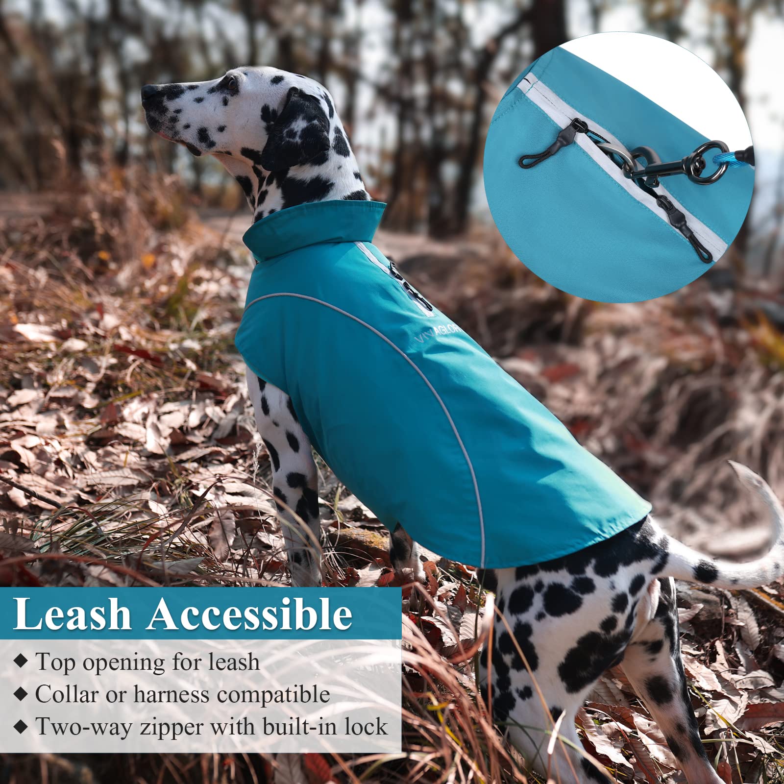 Vivaglory 3-In-1 Dog Coats Lined With Fleece, Reflective Water-Resistant Cold Weather Dog Coats, Wind Breaker, Warm Sweater With