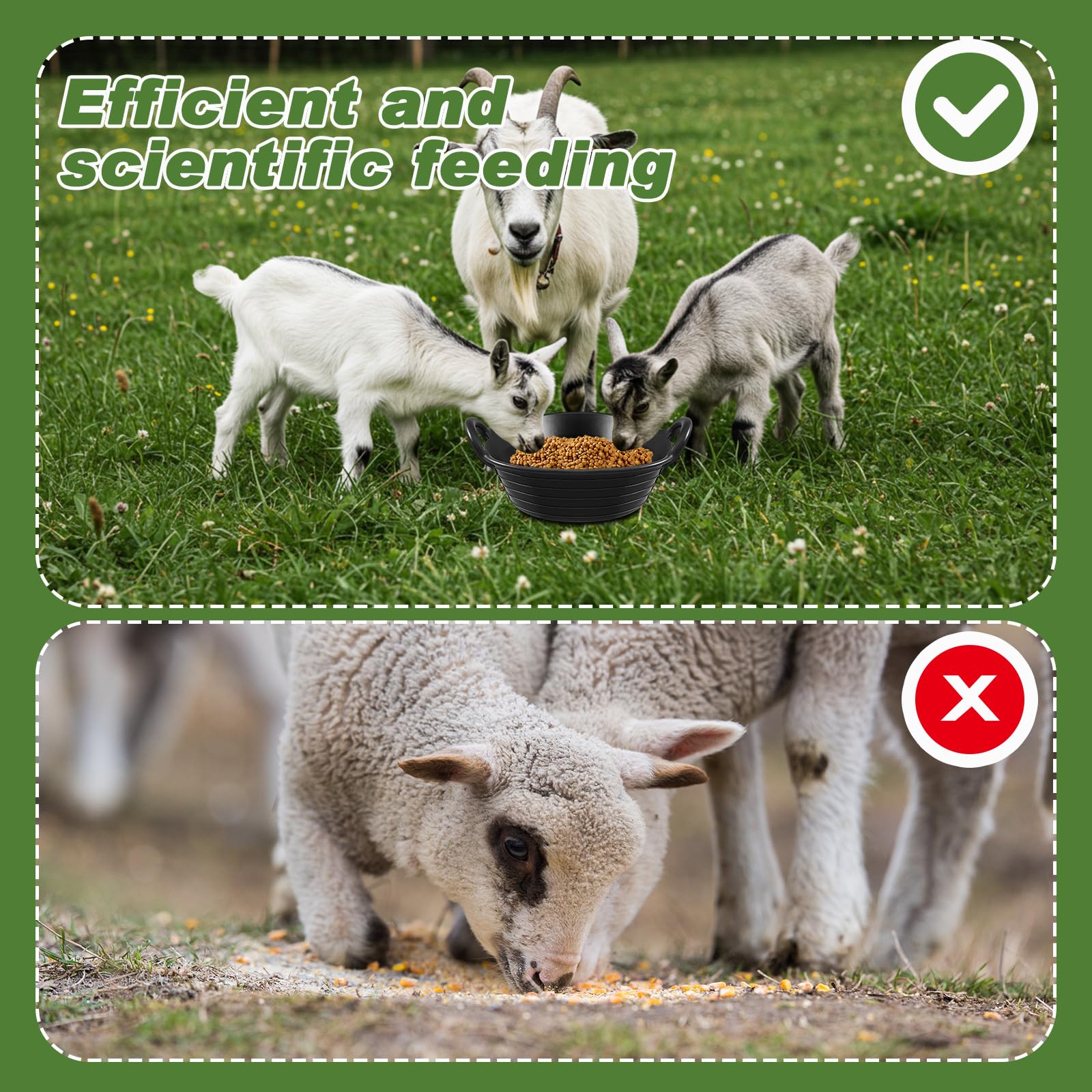 Maxdot 3 Pieces Rubber Feed Pan with Handle 3 Gallon Durable Versatile Horse Feeder Bucket for Livestock Animal Pets Feeding Wat