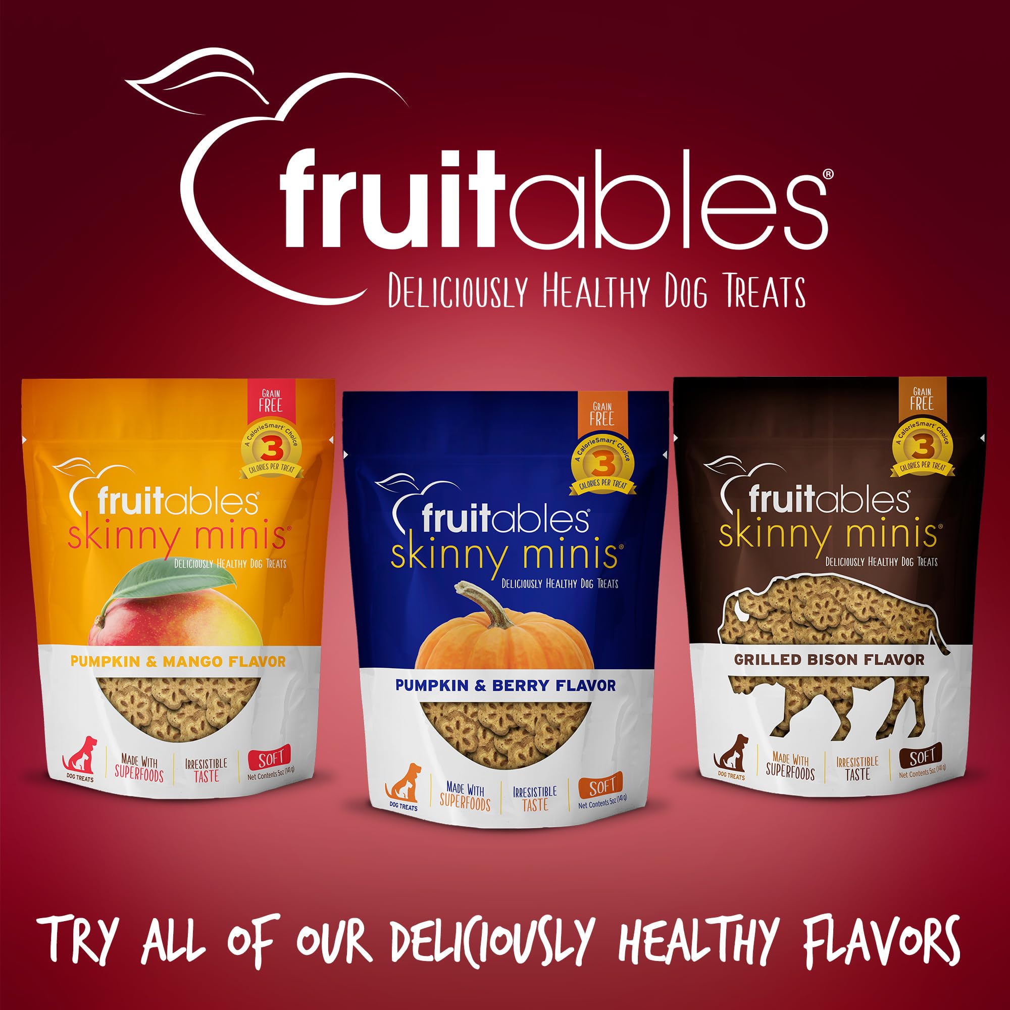 Fruitables Skinny Mini Dog Treats | Healthy Treats for Dogs | Low Calorie Training Treats | Free of Wheat, Corn and Soy | Apple