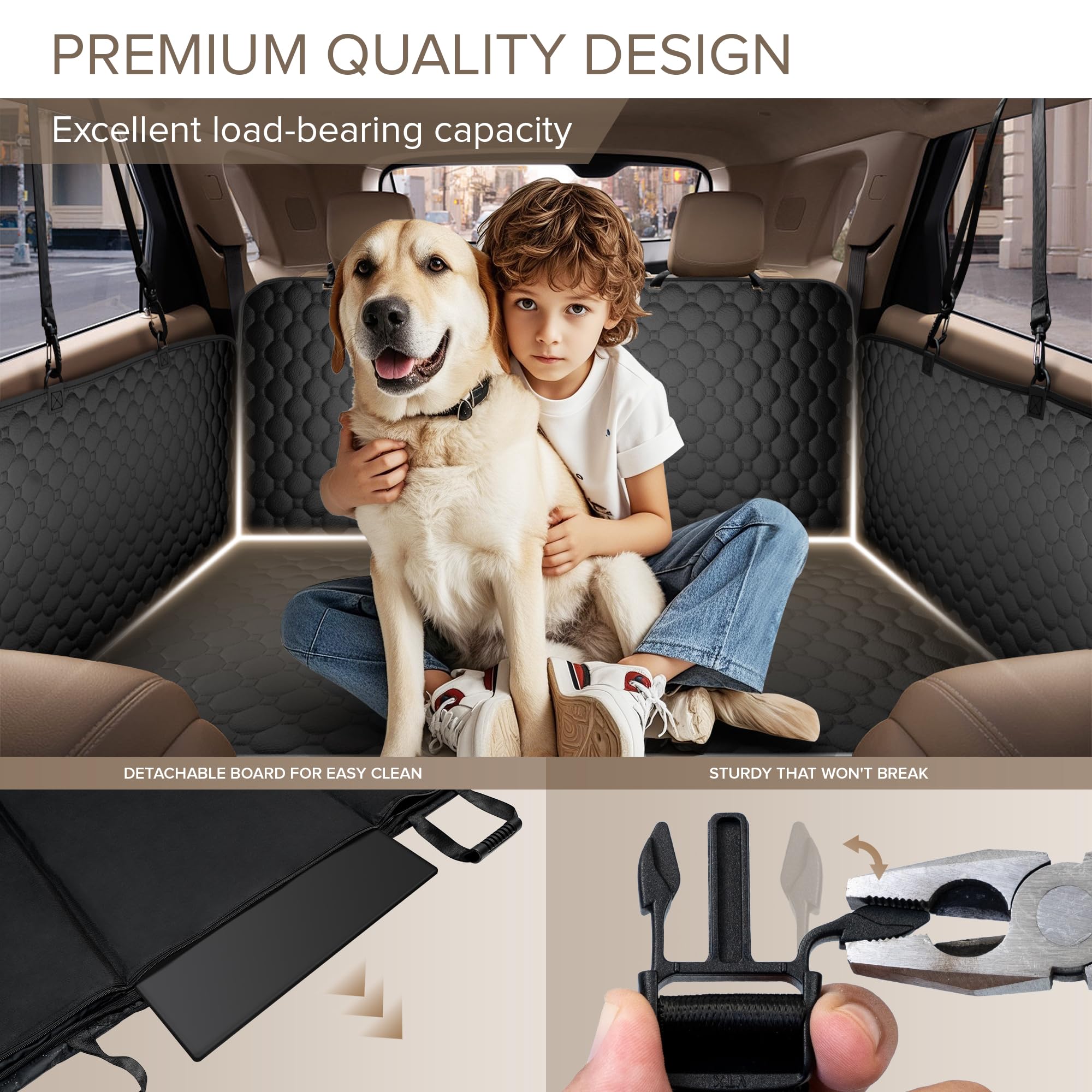 Back Seat Extender For Dogs Holds 400Lbs, Pu Leather Hard Bottom Car Seat Cover For Dogs,Heavy Duty Dog Car Seat Cover For Back