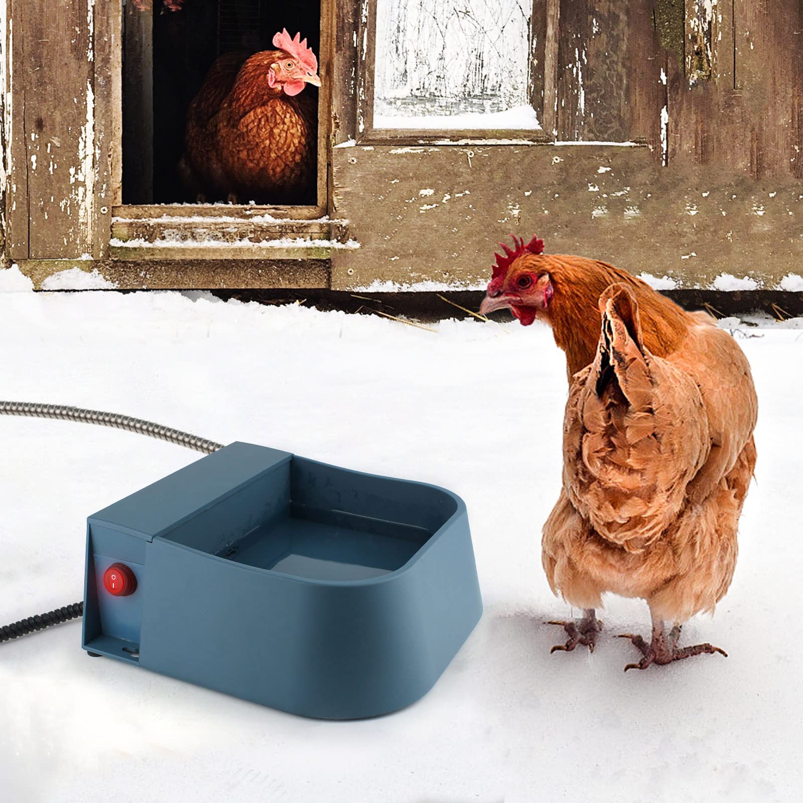 NAMSAN Automatic Fill Heated Dog Bowl - Model LS-1909FBowl, Thermal Water Dispenser for Dogs, Cats, and Chickens, Automatic Heating