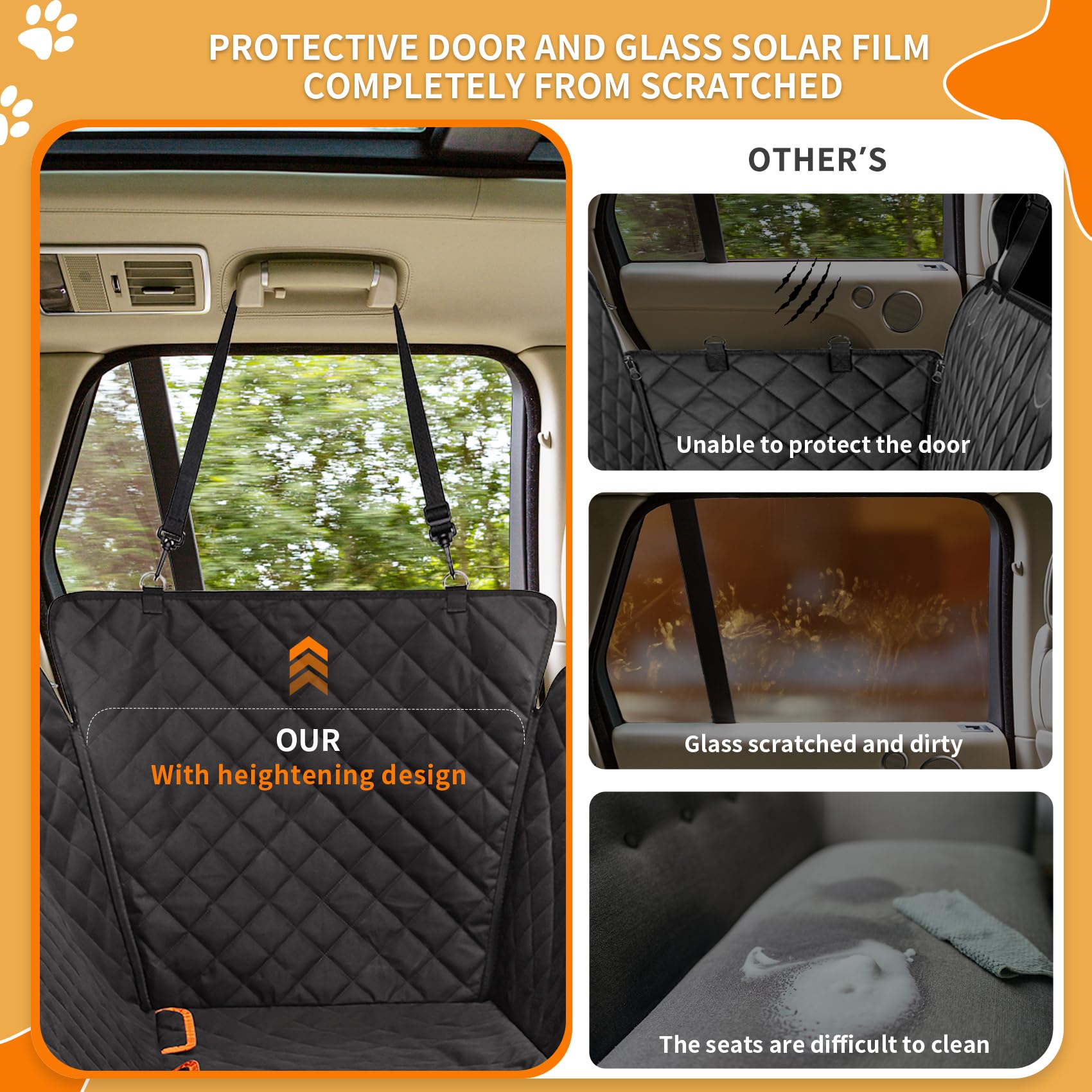 Famstar Dog Car Seat Cover For Back Seat 100% Waterproof Durable 600D 6-Layer Scratchproof Nonslip Pet Dog Seat Cover With Mesh Window For Dog Hammock For Car Trucks And Suv(54'X58'-Hi, Black)