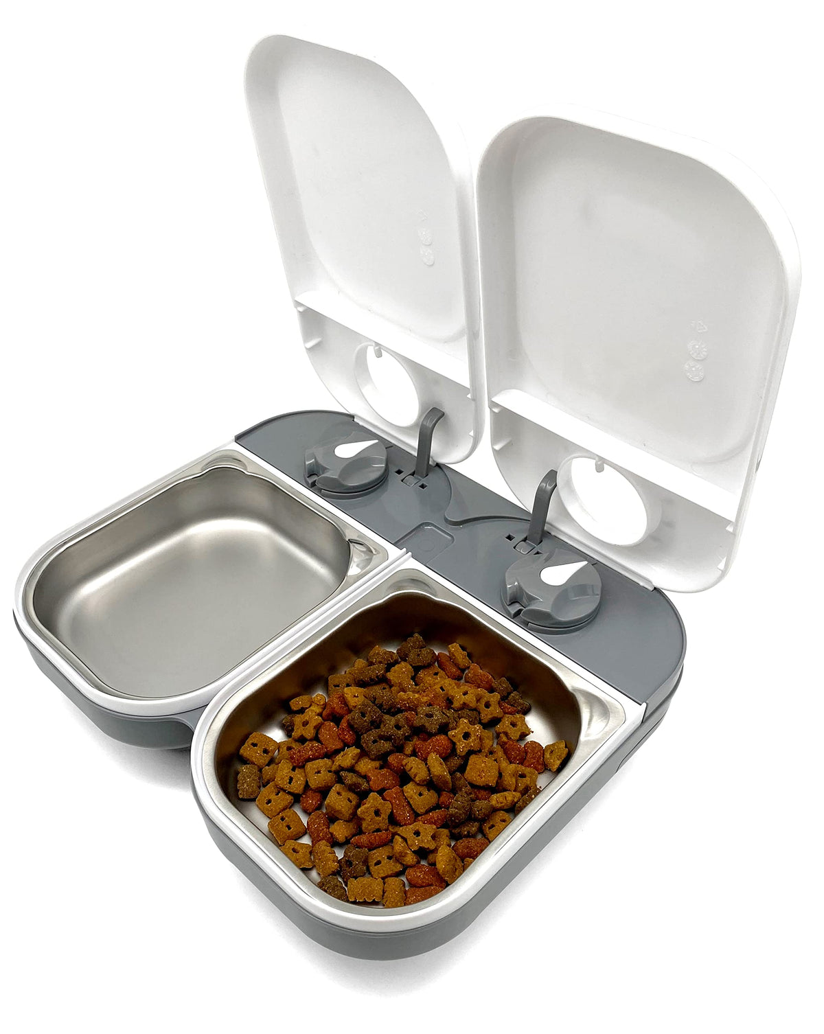 Two-Meal Automatic Pet Feeder with Stainless Steel Bowl Inserts (c200)