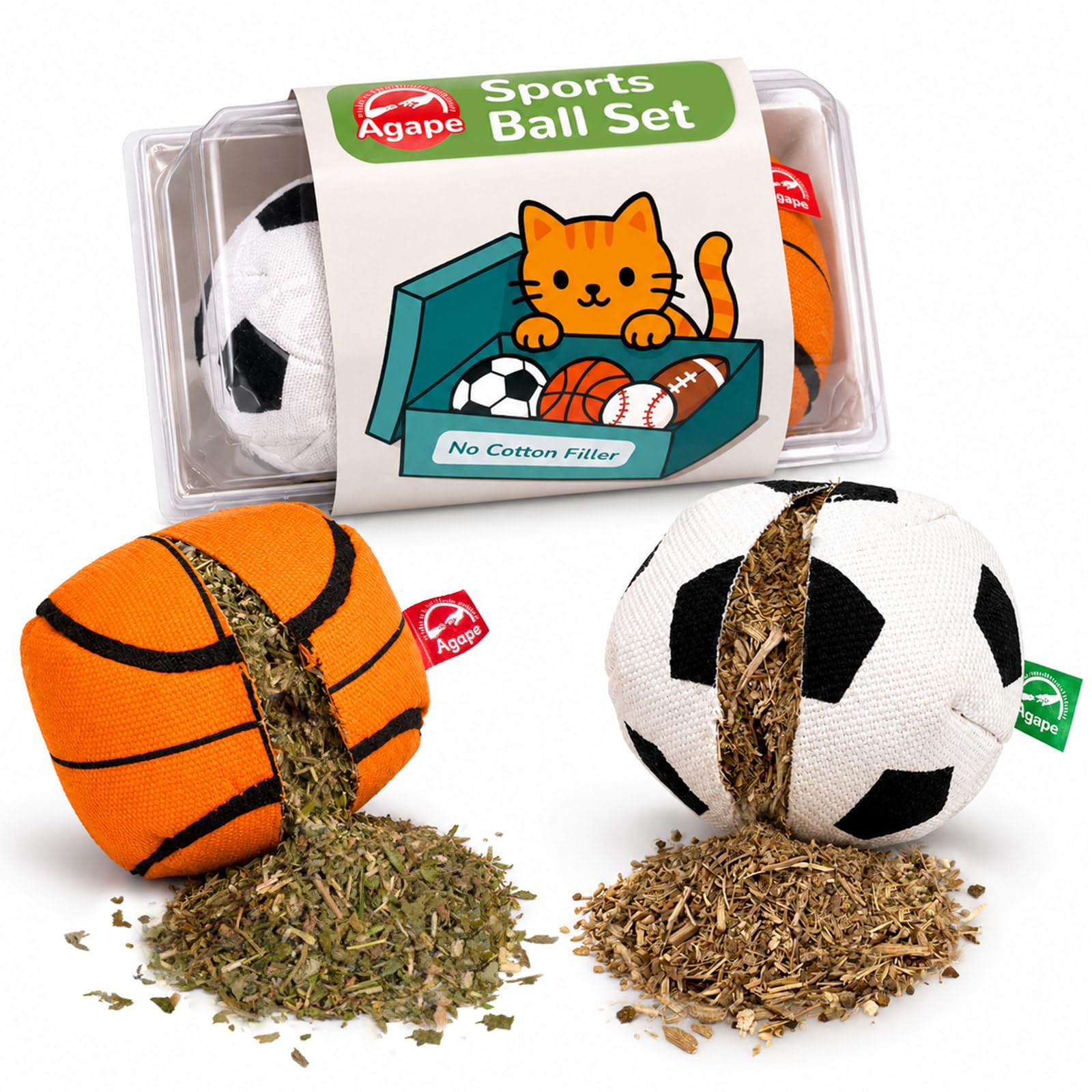 Agape Organic Catnip & Silvervine Filled Cat Toy Balls With Bell Sound