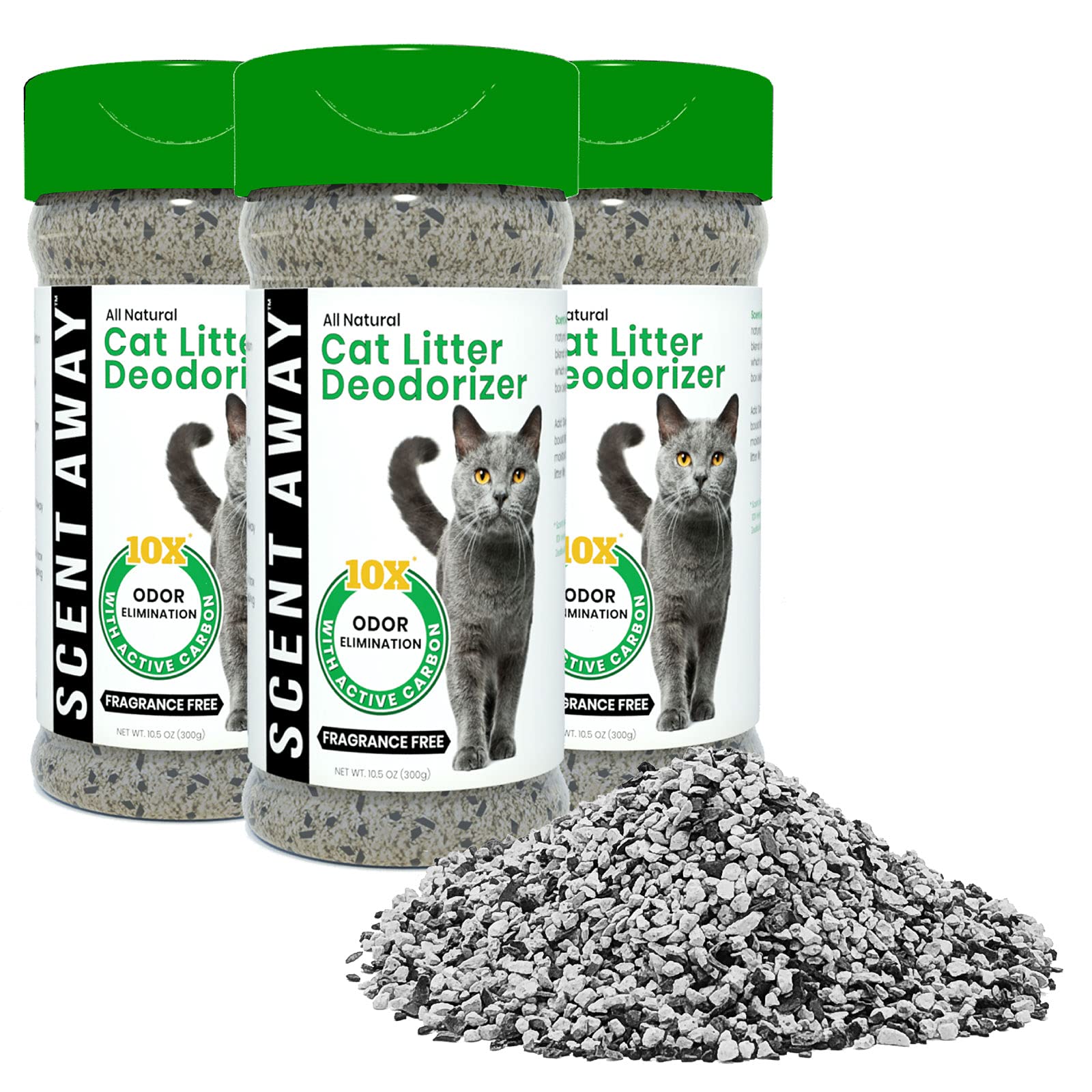 Scent Away Cat Litter Deodorizer Litter Box Odor Eliminator | Fragrance Free Cat Litter Deodorizer With Active Carbon | Eliminates Cat Odors And Smells To Keep Your Home Fresh And Clean (Pack Of 3)