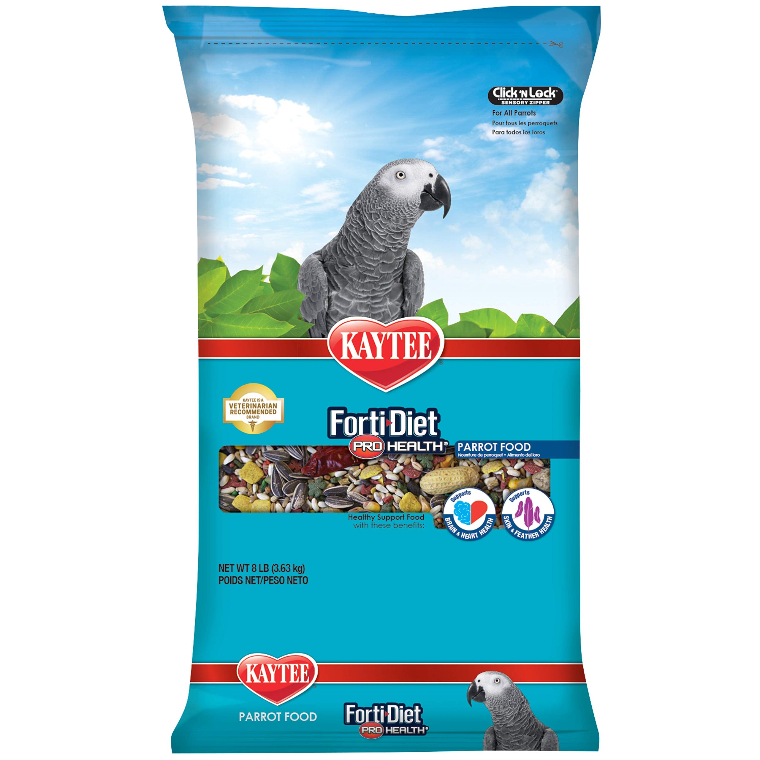 Kaytee Forti-Diet Pro Health Pet Parrot Bird Food, 8 Pound