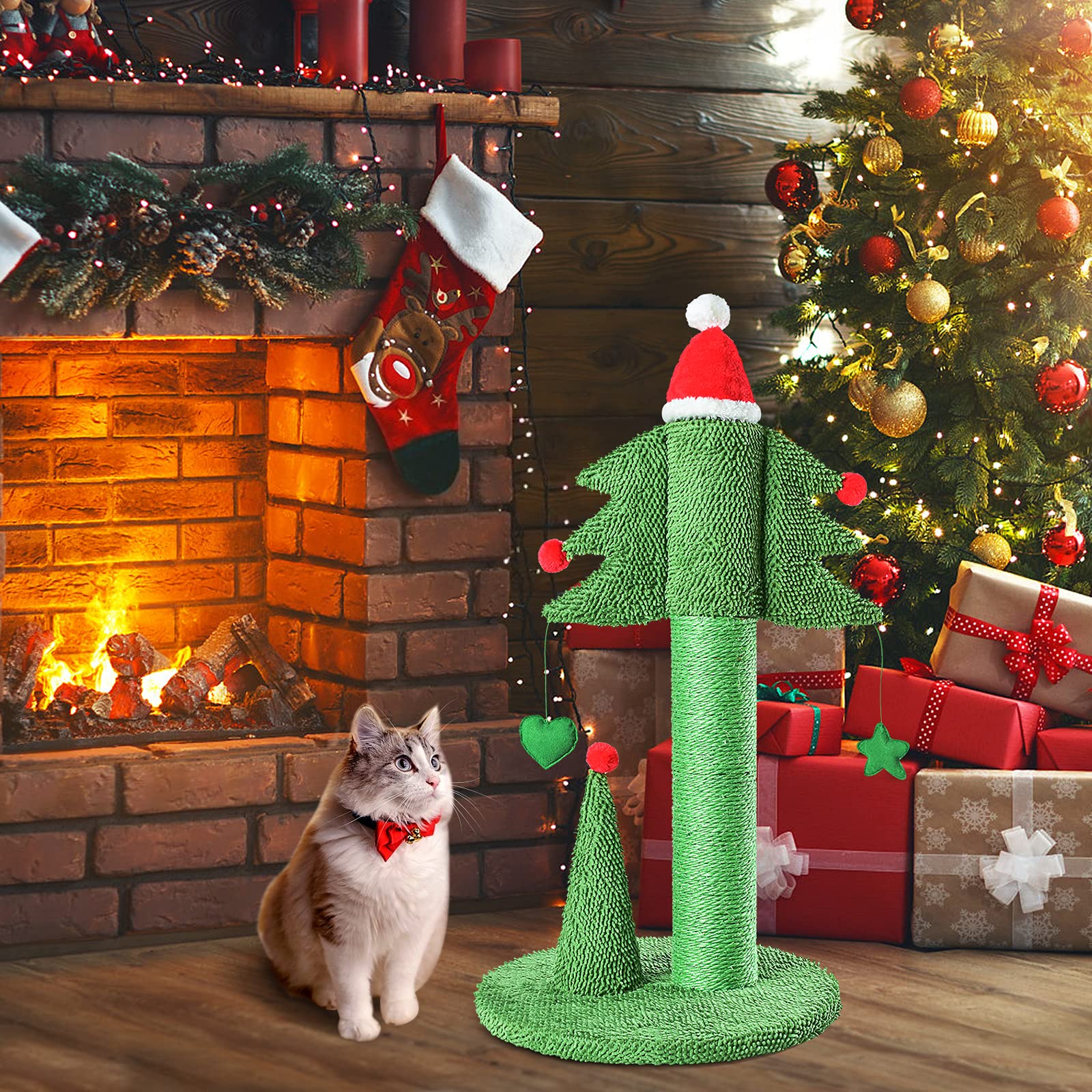 Boluo Cat Scratching Post Tall Ceder Christmas Cat Trees For Adult Large Cats Scratcher Cute Toy Kitten Kitty Sisal Scratch With