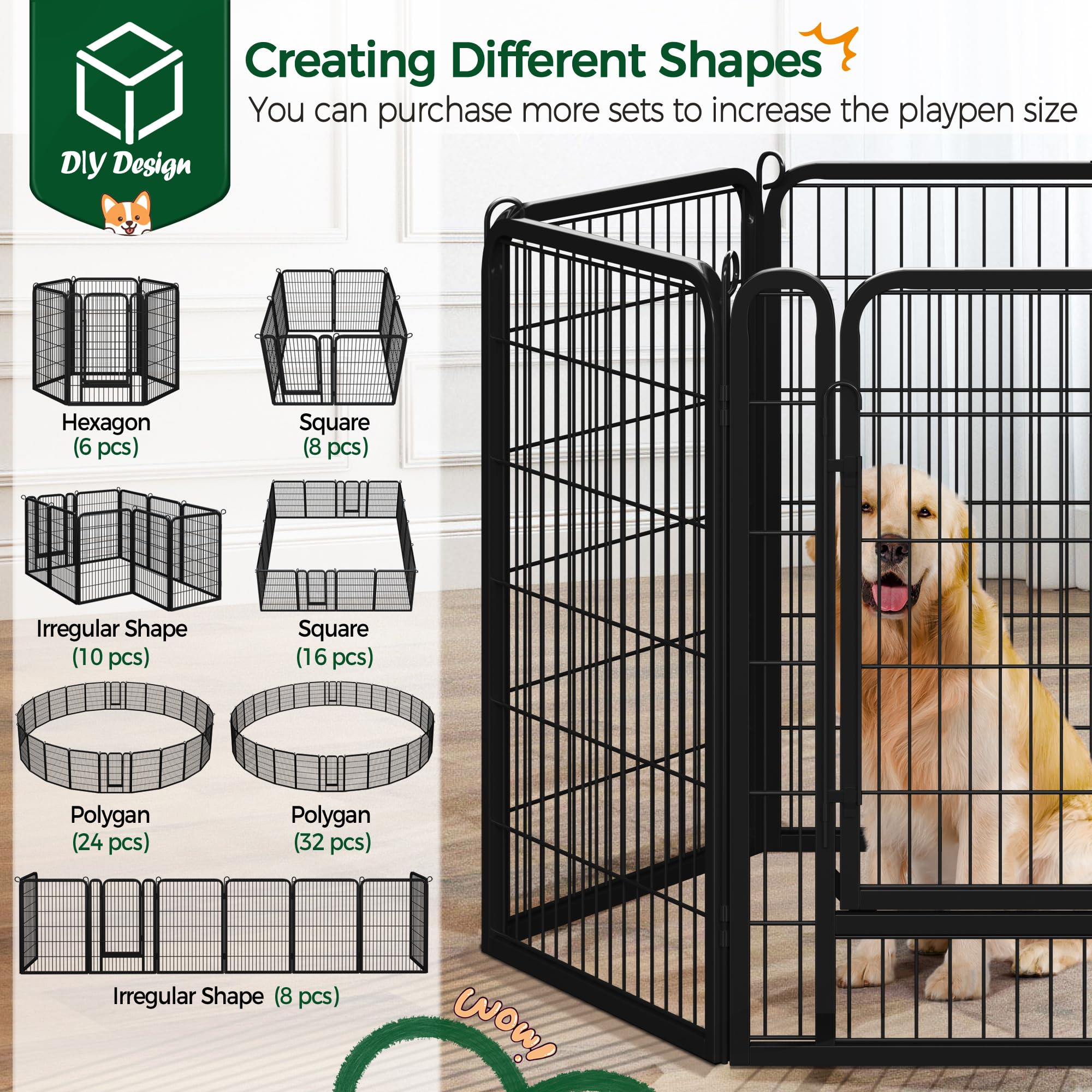 Yaheetech Dog Playpen Outdoor, 40 Inch 6 Panels Dog Pen Indoor Heavy Duty Puppy Exercise Pen Metal Pet Fence For Rv Camping/Yard
