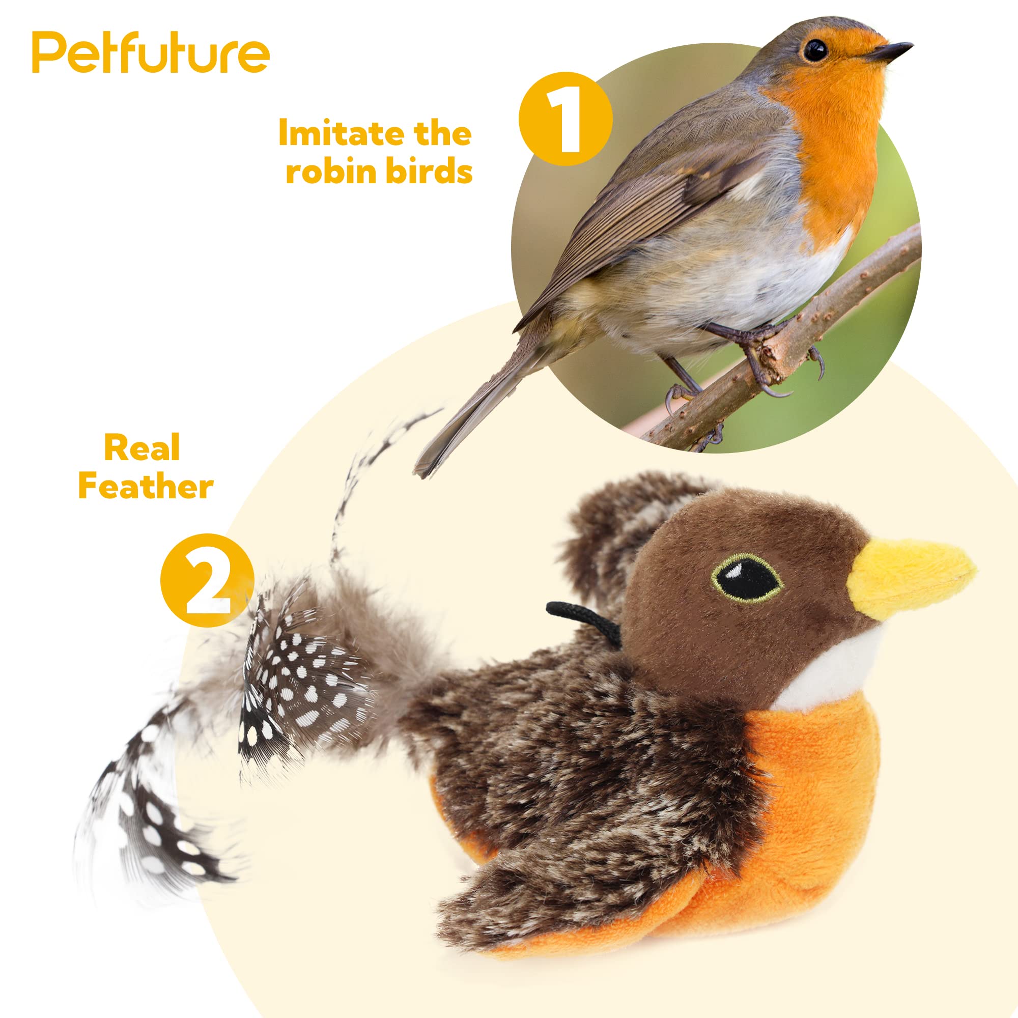 PETFUTURE Cat Toys for Bored Indoor Cats - Bat Wings With Catnip, USB Rechargeable Motion Activated Kitten Toy, Interactive Flap
