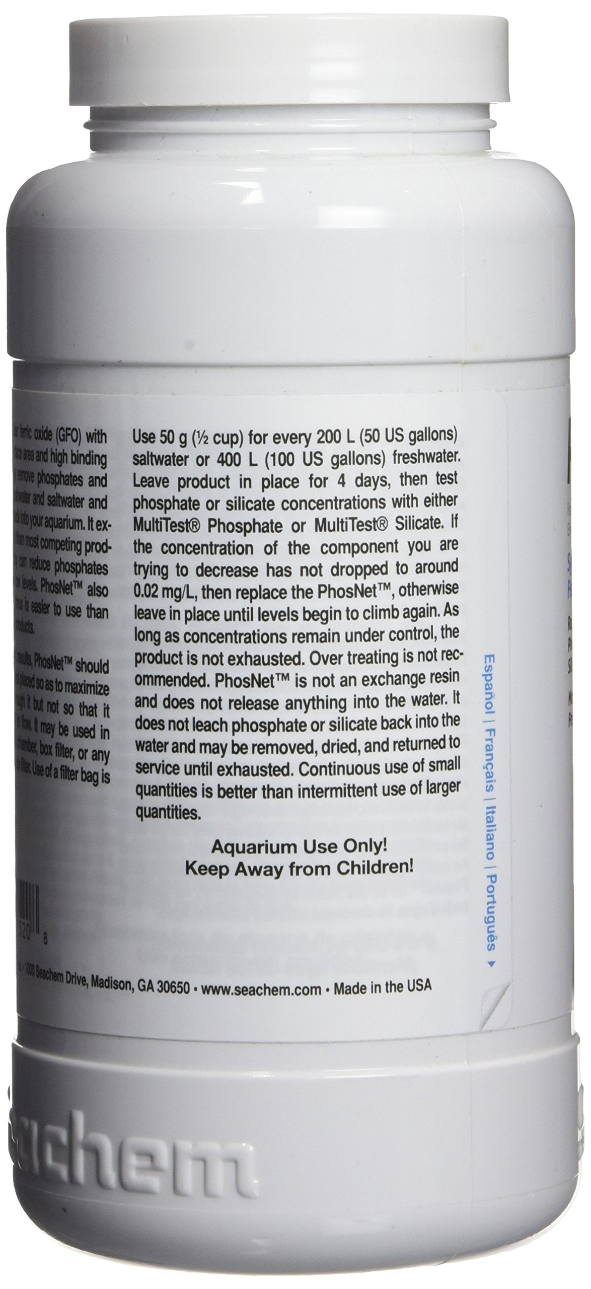 Seachem Phosnet Phosphate Silicate Remover Aquarium Filter Media, 250G/8.8Oz (001443)
