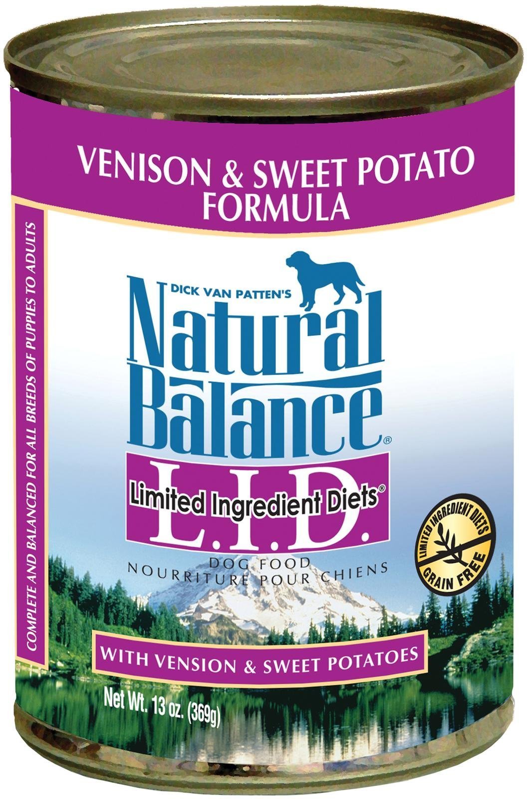 Natural Balance L.I.D. Limited Ingredient Diets Canned Wet Dog Food, Grain Free, Venison And Sweet Potato Formula, 13-Ounce (Pac