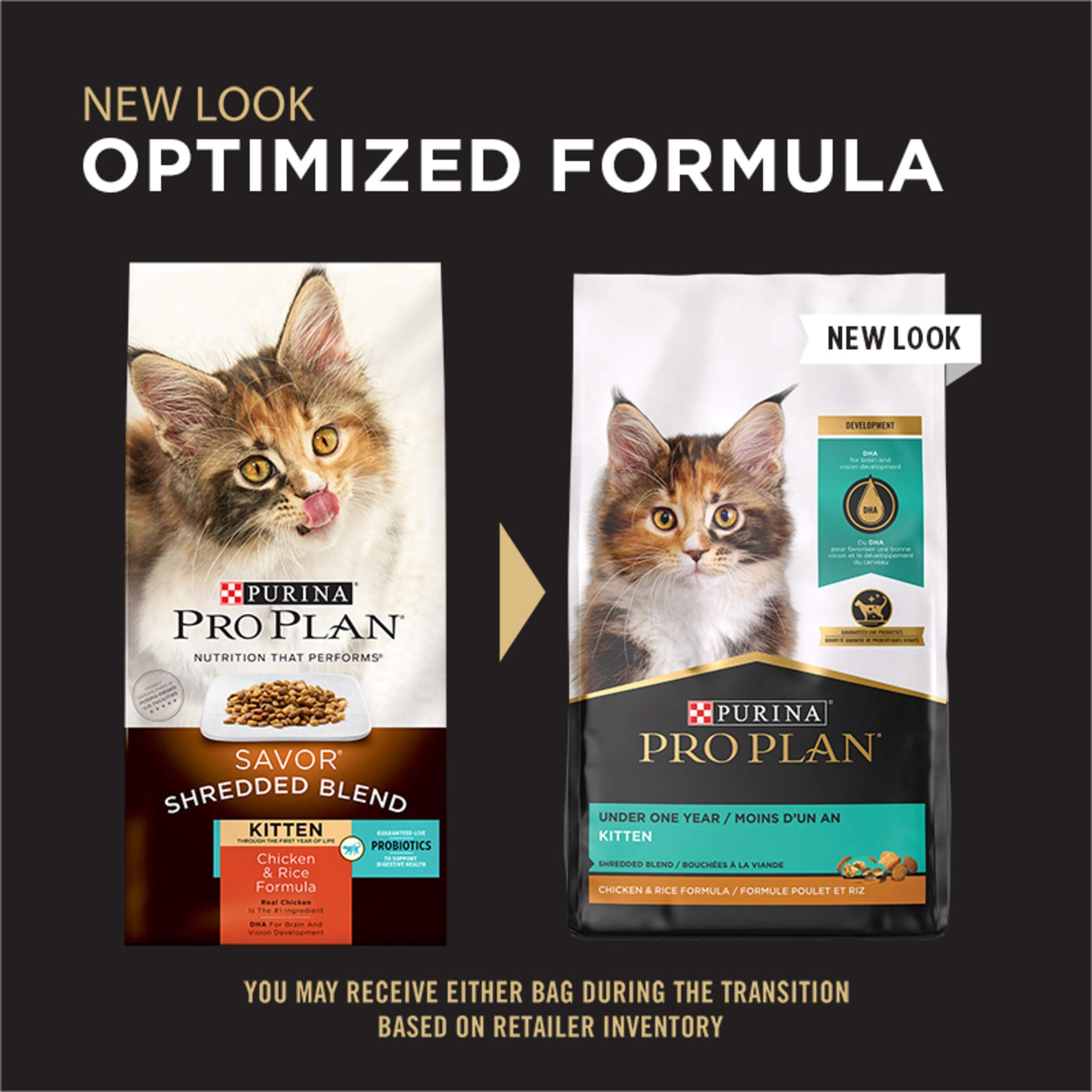 Purina Pro Plan With Probiotics, High Protein Dry Kitten Food, Shredded Blend Chicken & Rice Formula - 12 lb. Bag