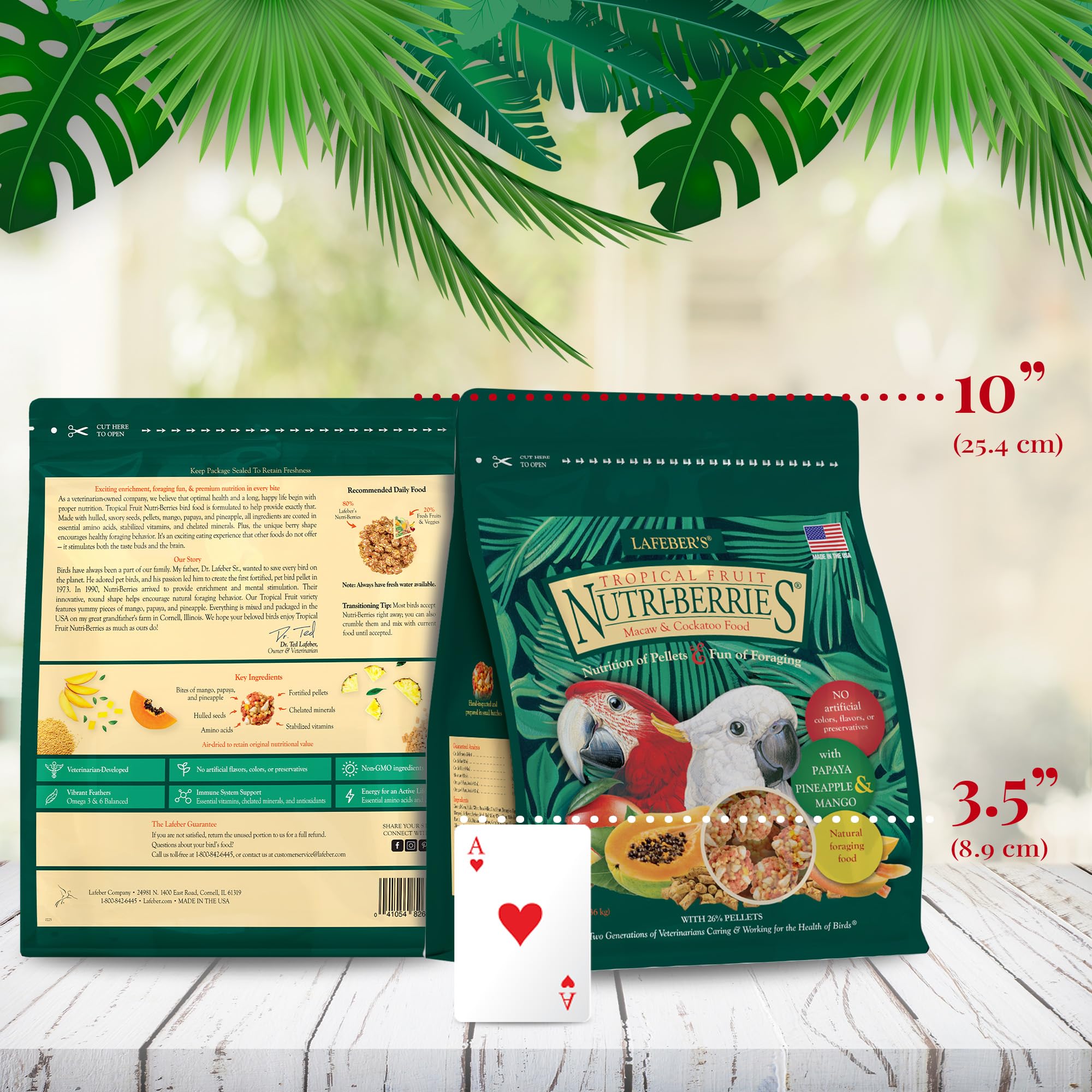 LAFEBER'S Tropical Fruit Nutri-Berries Pet Bird Food, Made with Non-GMO and Human-Grade Ingredients, for Macaws and Cockatoos, 3