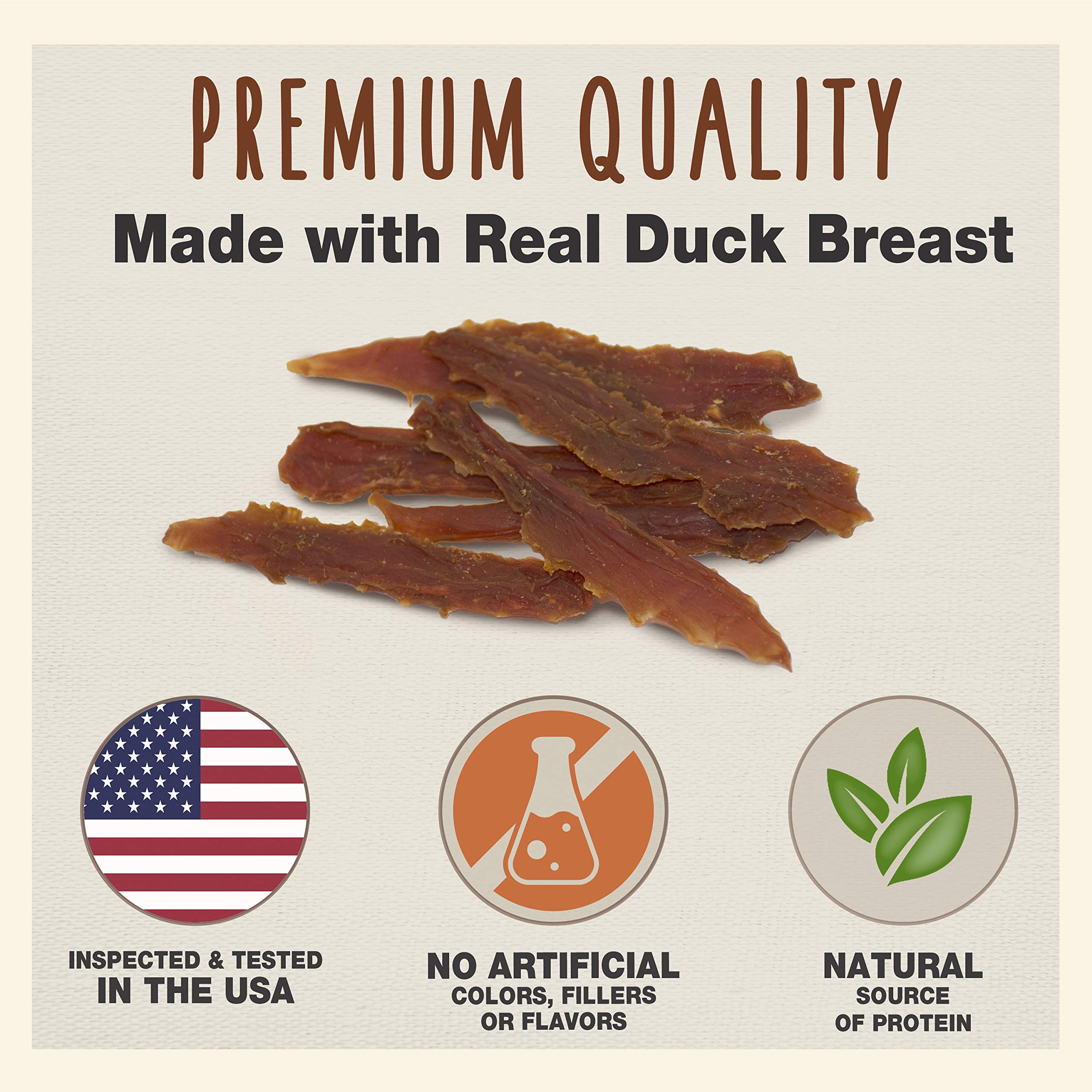Cadet Duck Breast Jerky Dog Treats, High-Protein, 14 oz, Healthy Training Treats for Small & Large Dogs