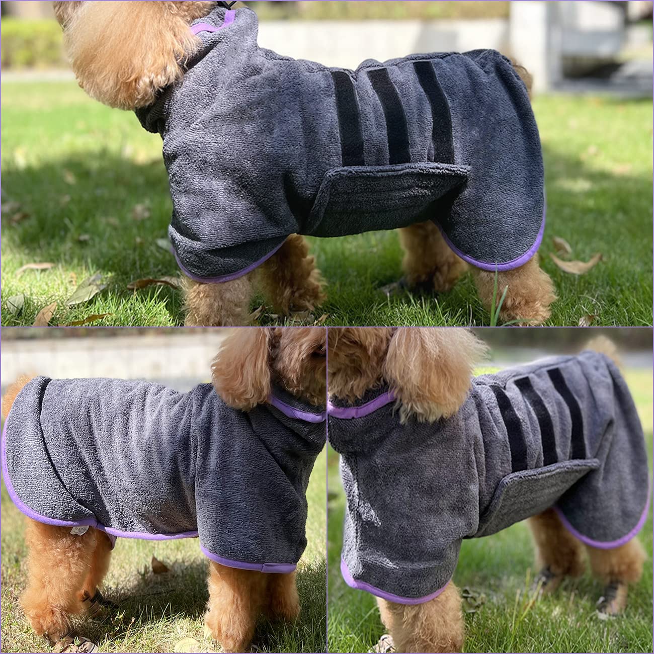 Dog Drying Coat Bathrobe Towel,Microfibre Material Fast Drying Super Absorbent Dog Bath Robe, Pet Quick Drying Moisture Absorbing With Adjustable Collar And Waist
