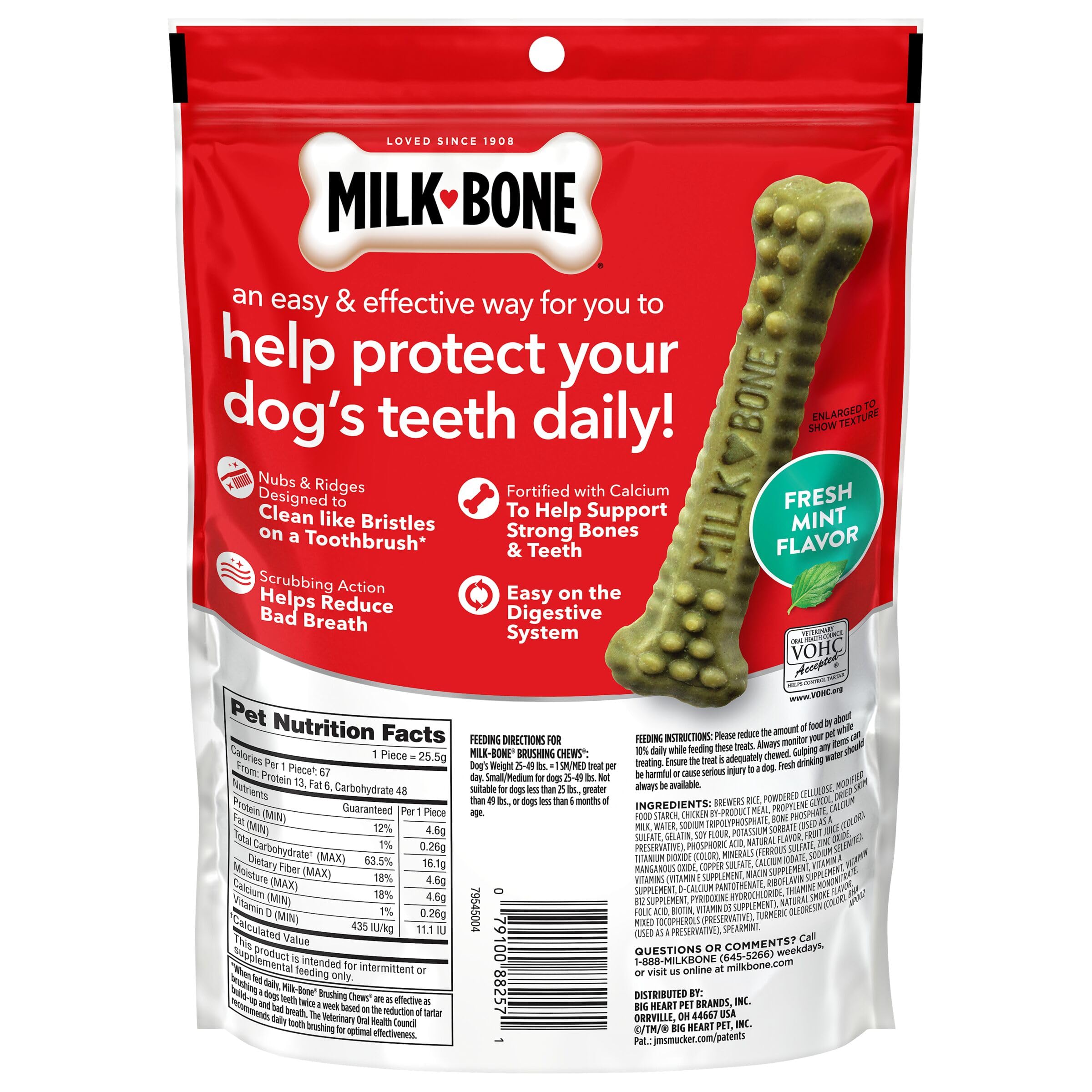 Milk-Bone Brushing Chews Daily Dental Dog Treats, Small/Medium Treats, 7.1 Ounce Pouch