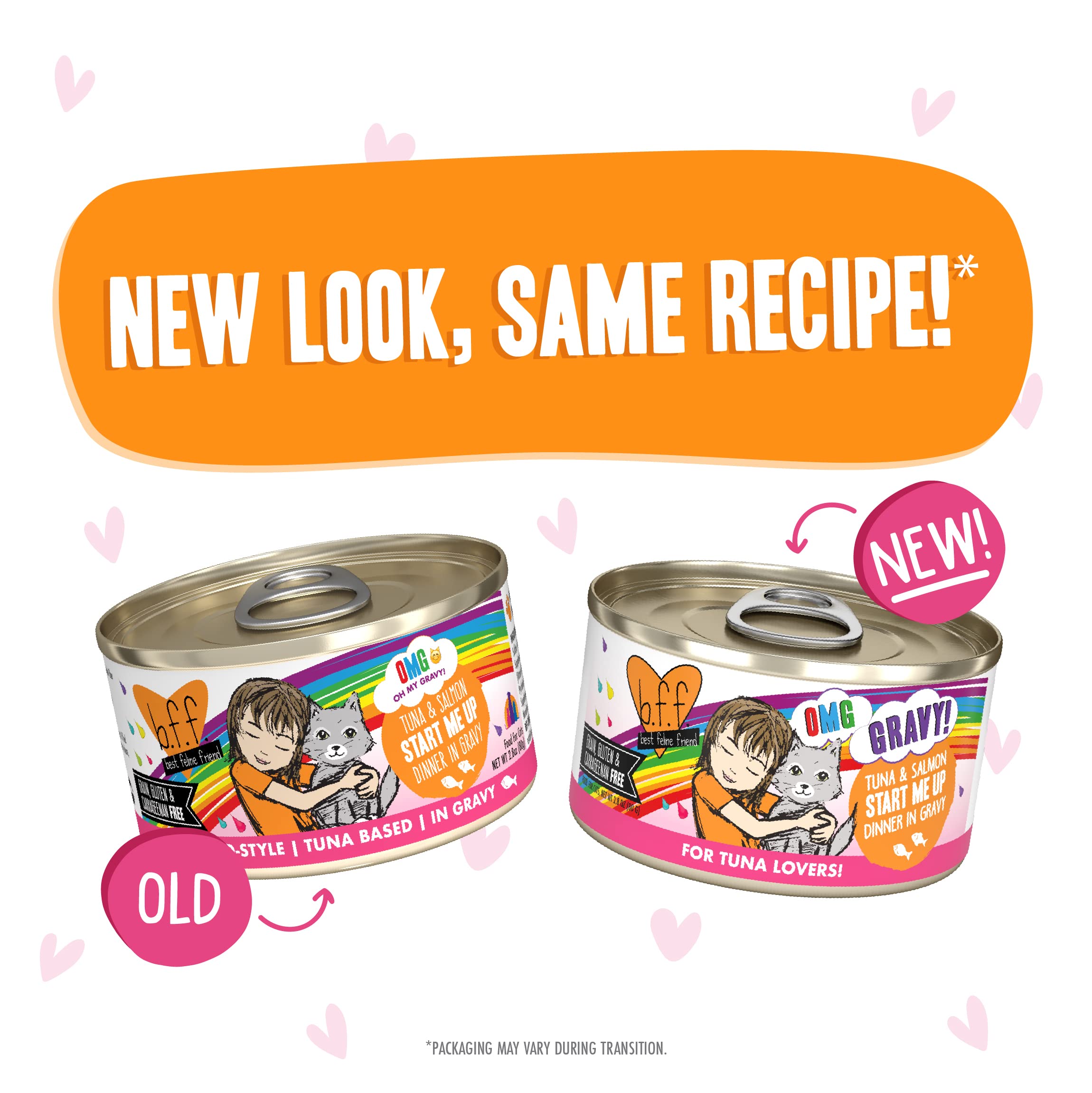B.F.F. OMG - Best Feline Friend Oh My Gravy!, Tuna & Salmon Start Me Up with Tuna & Salmon, 2.8oz Can (Pack of 12)