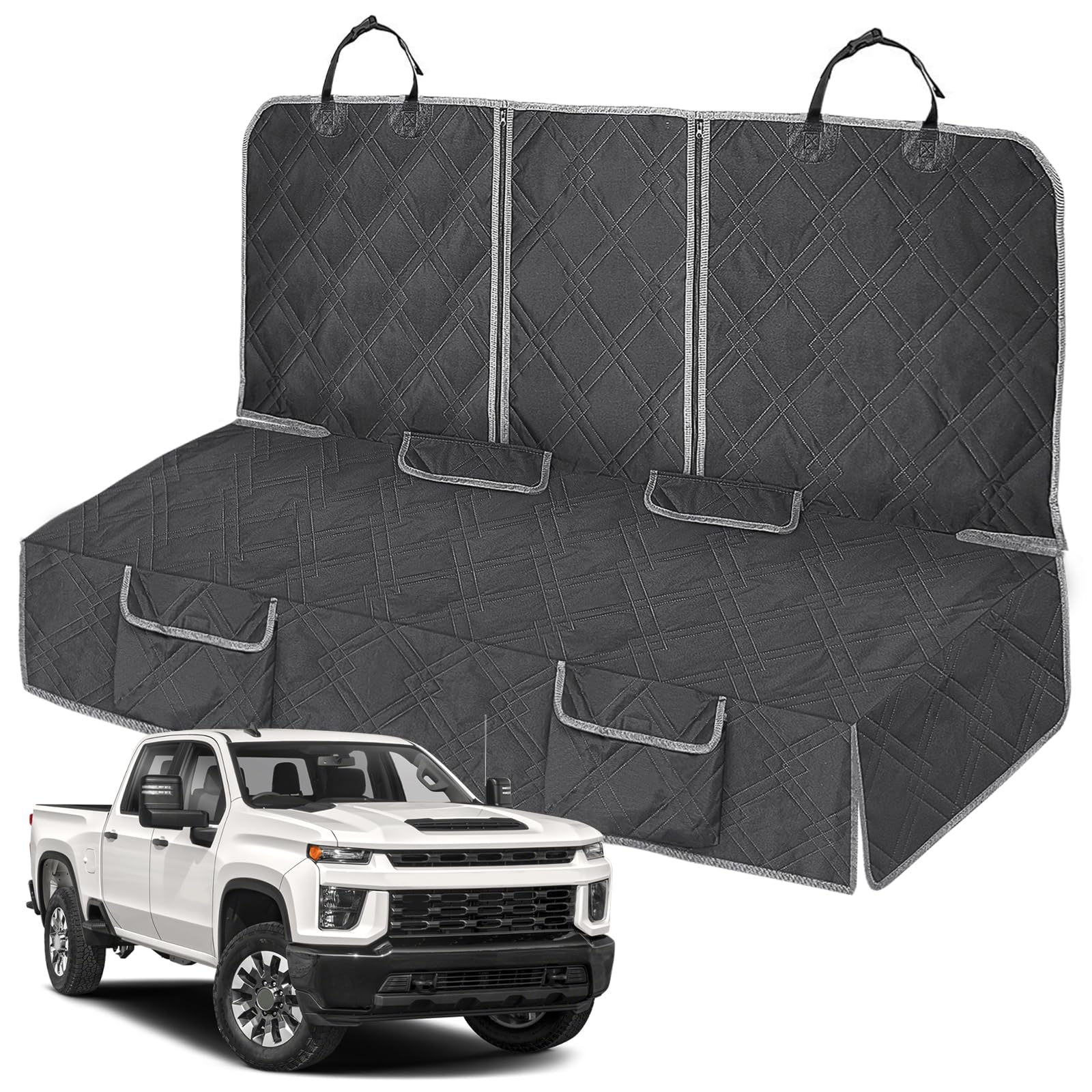 Kistrba Dog Car Seat Cover Compatible With Full-Size Truck, Ford F150/250/350 Chevy Silverado Dodge Ram 1500 2500 3500, 600D Oxf