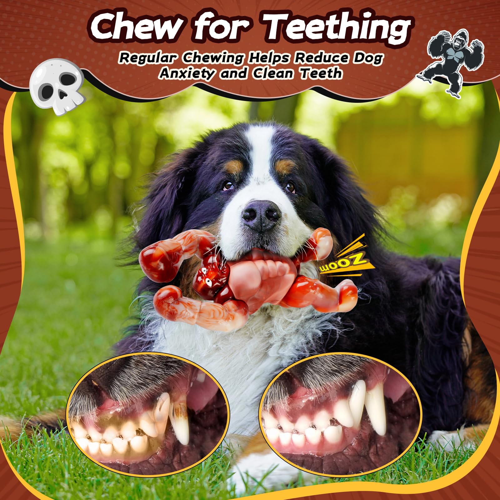 Tough Dog Toys For Aggressive Chewers - Indestructible Chew Toys For Medium & Large Dogs, Squeaky Toys To Keep Them Busy, Reduce