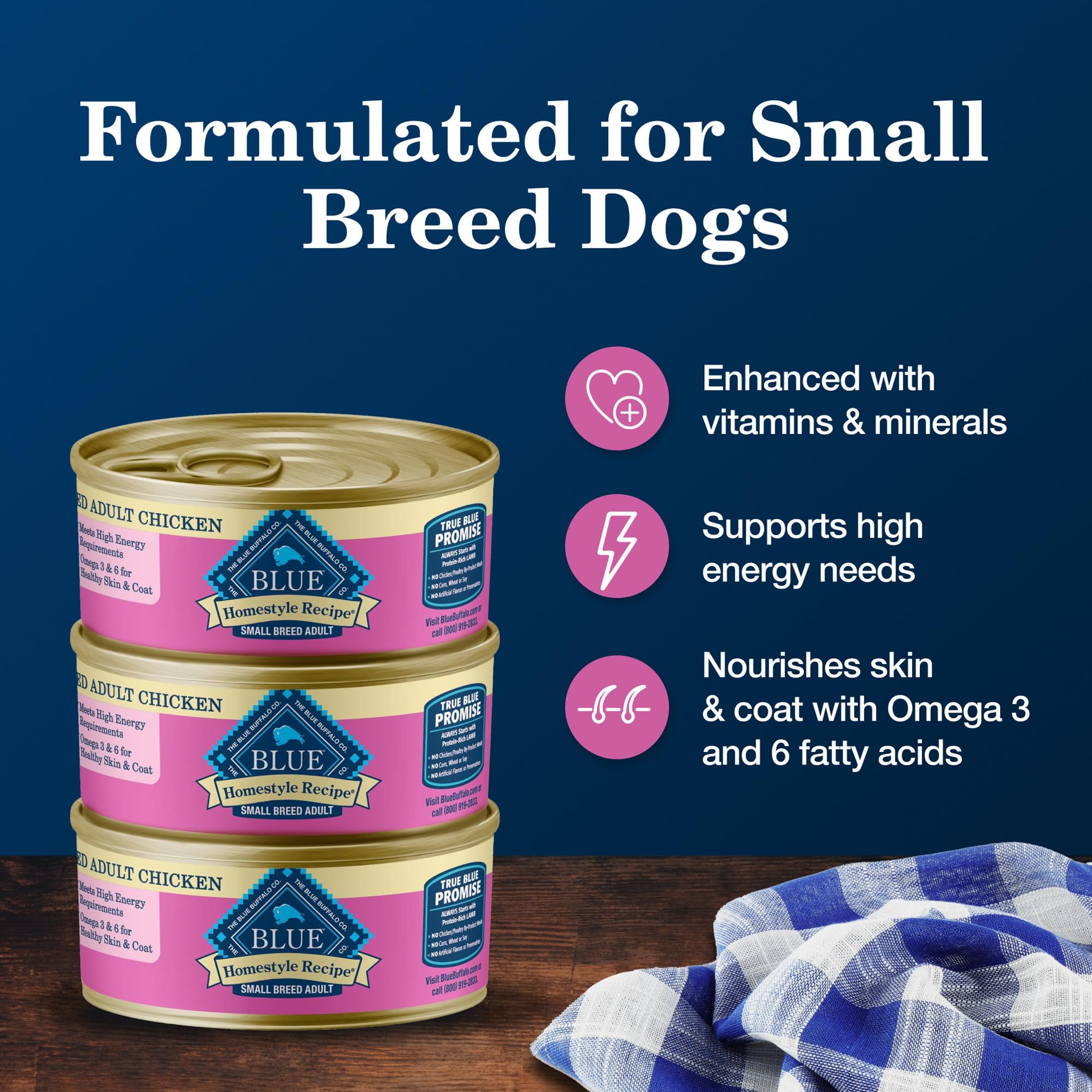 Blue Buffalo Homestyle Recipe Adult Small Breed Wet Dog Food, Made with Natural Ingredients, Chicken Recipe, 5.5-oz. Cans (24 Co
