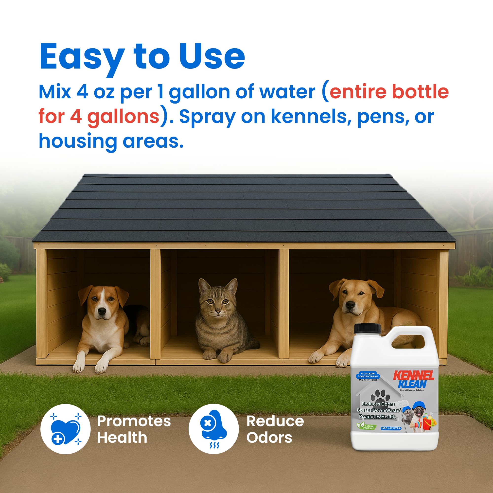 The Nature Company Kennel Klean - Dog Kennel Cleaner I 4 Gallon Mix I Natural Refresher for Dogs & Cats | Safe & Effective Clean