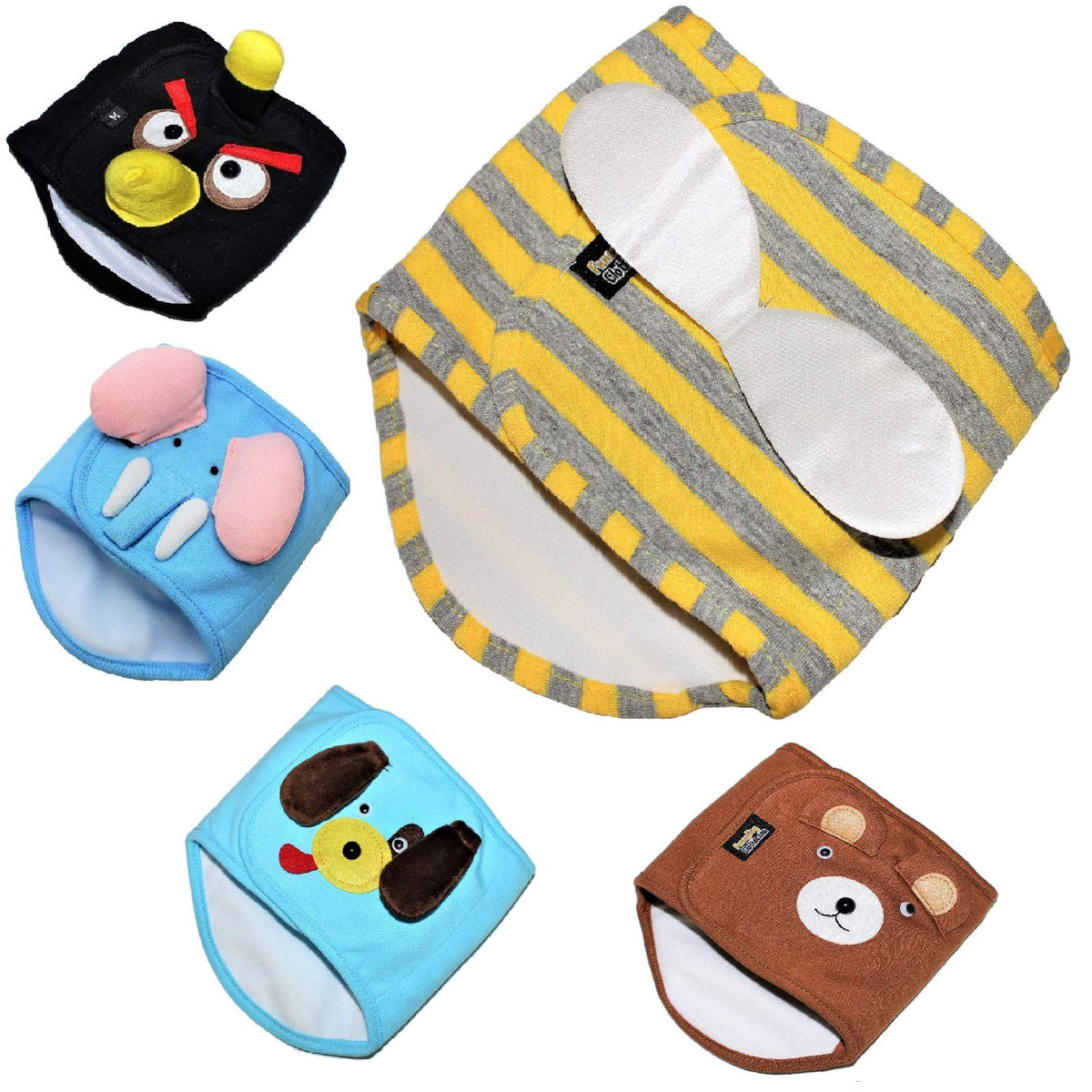 Dog Puppy Funny Diaper Belly Band Male Boy For Small Breeds (Yellow Bee, M - Waist 10'' - 13'')