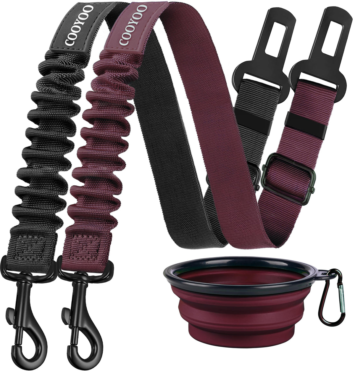 Cooyoo Dog Seat Belt,3 Piece Set Retractable Dog Car Adjustable Seatbelts For Vehicle Nylon Pet Safety Heavy Duty & Elastic & Du