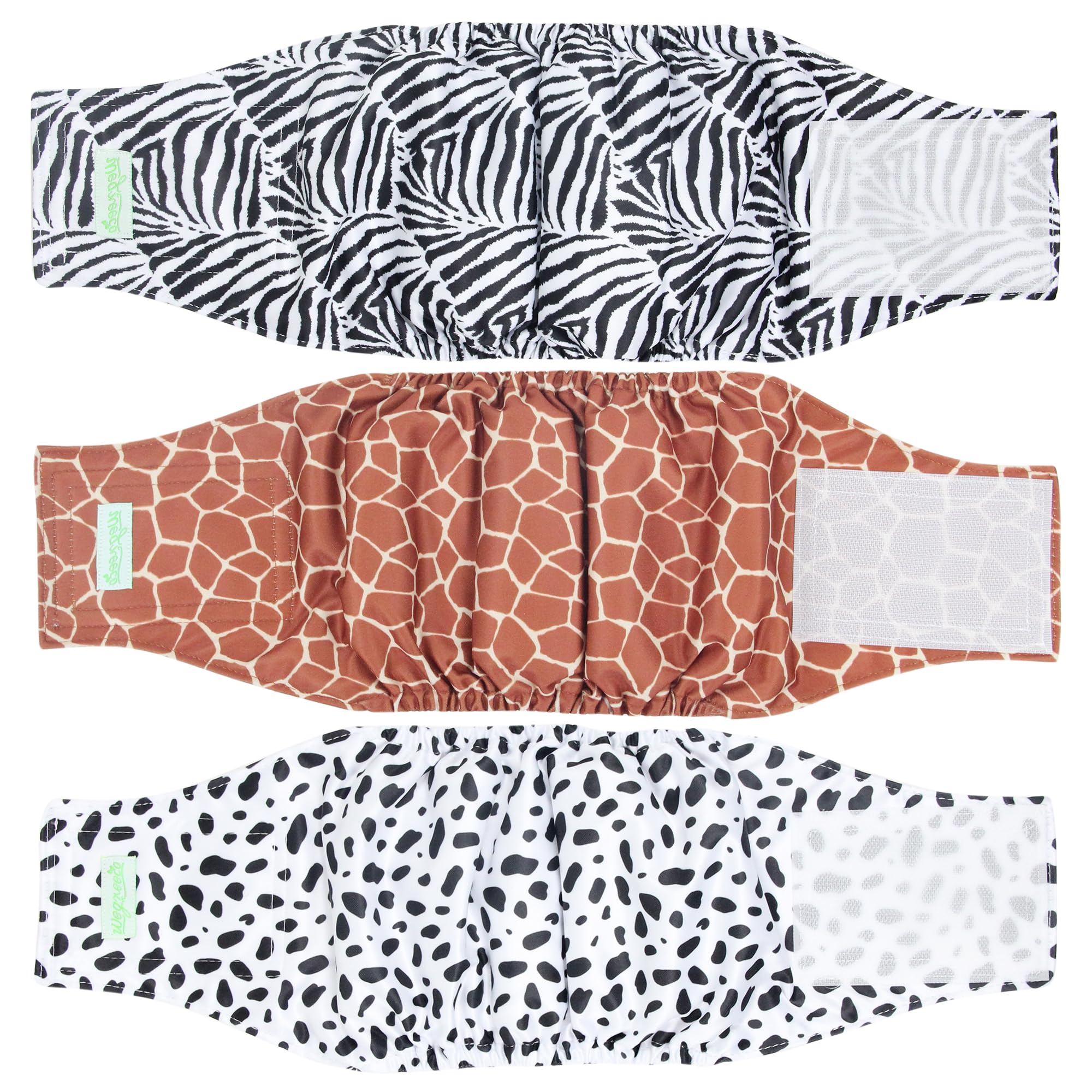 Wegreeco Washable Male Dog Belly Band (Stylish Pattern) - Pack Of 3 - Washable Male Dog Belly Wrap, Dog Diapers Male (Zebra, Giraffe, Spotty, S)