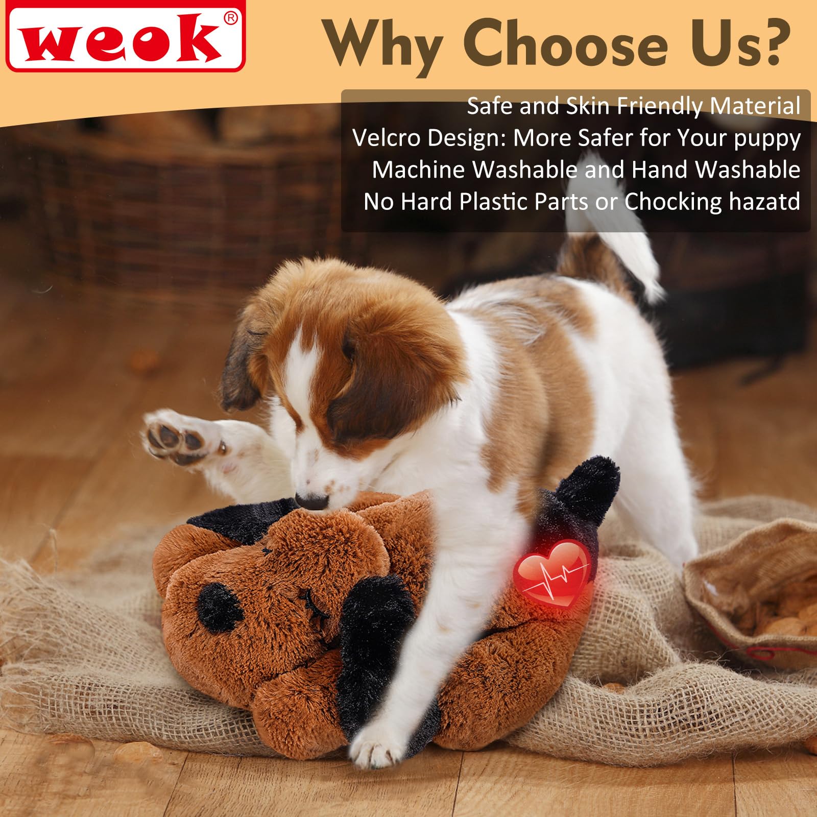 Weok Heartbeat Puppy For Dogs, Heartbeat Helps For Dog Anxiety Relief And Calming Aid, Puppy Heartbeat Stuffed Animal Anxiety Ca
