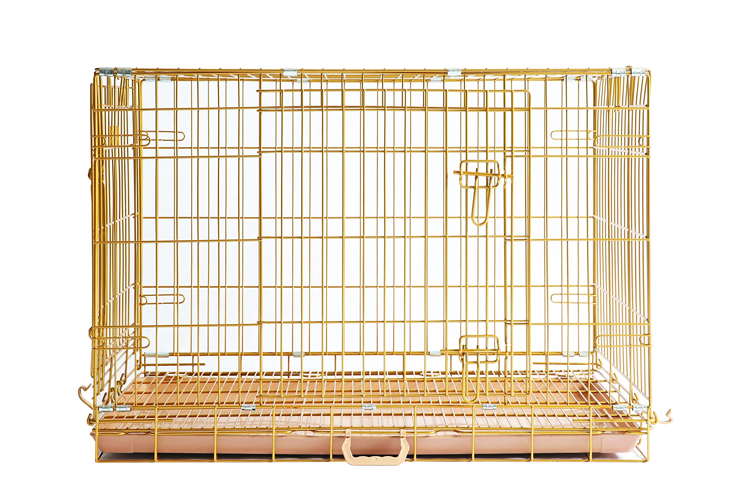 Homey Pet Copper Gold Dog Crate 36 Inch, Portable Folding Metal Wire Dog Kennel Pet Dog Cage With Removable Floor Grid, Pull Out