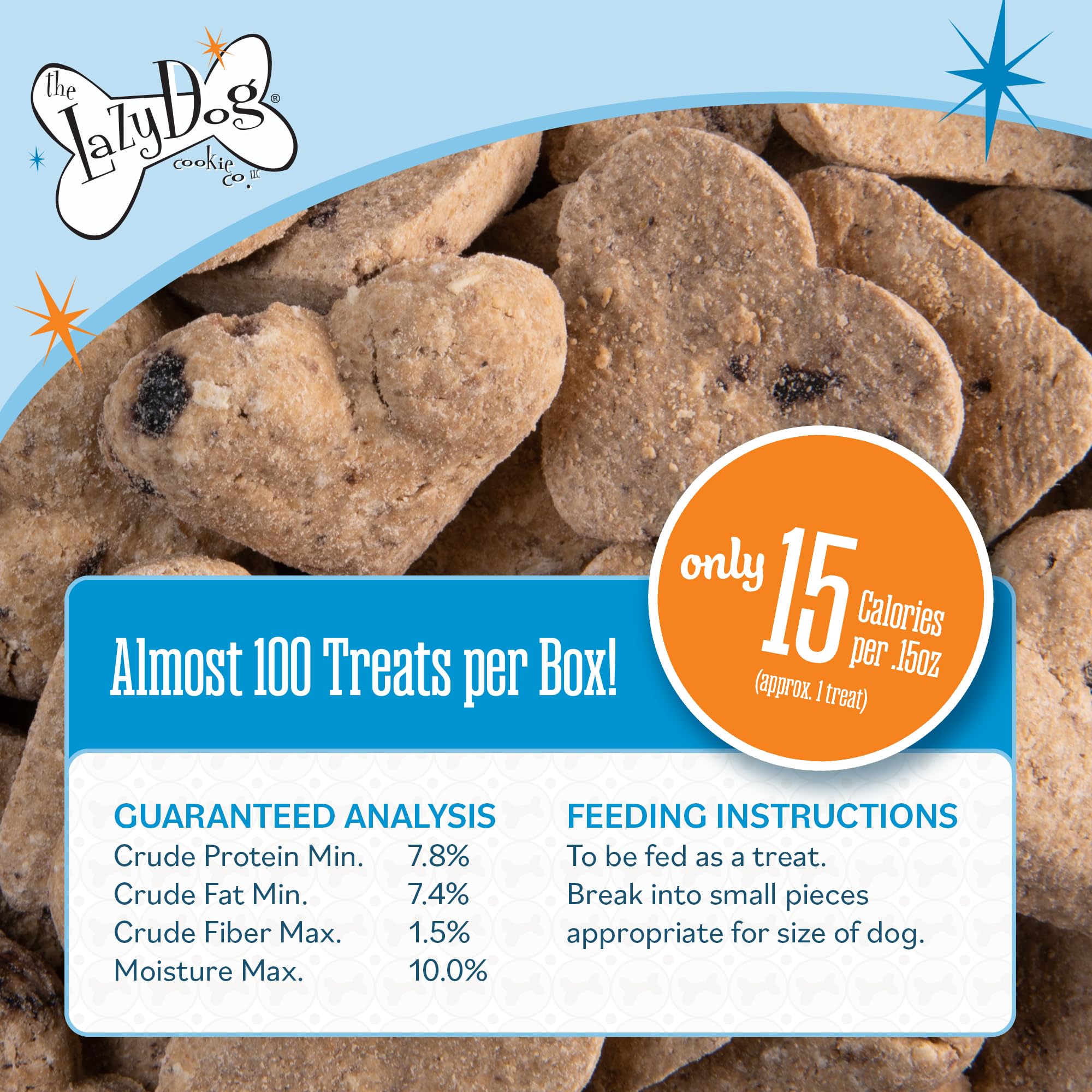 The Lazy Dog Cookie Co. Crunchy Dog Treat, Molasses Crisped Blueberry Oat, Cookies for Small, Medium and Large Dogs, Wheat-Free,