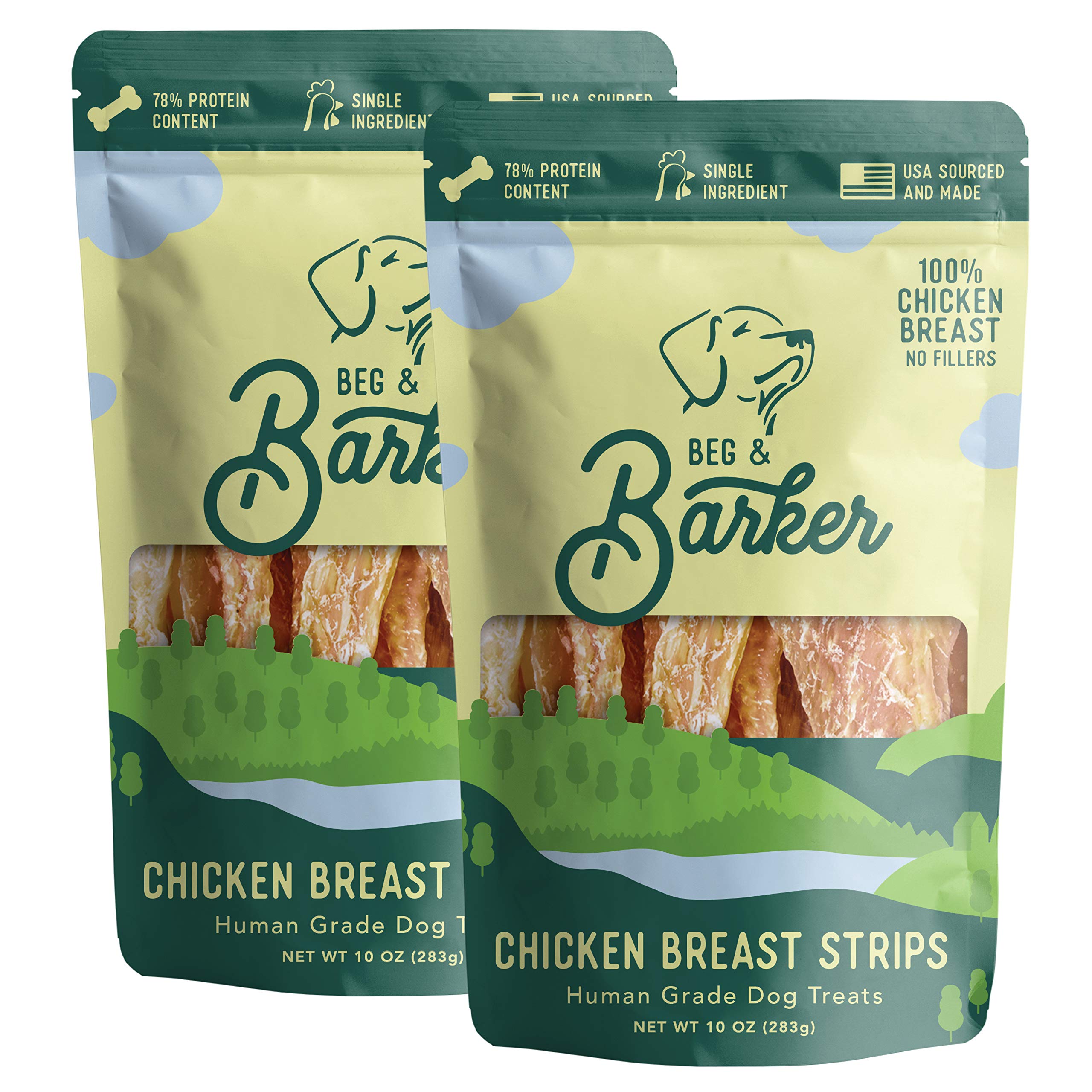 Beg & Barker Chicken Jerky for Dogs (10 Ounce, Pack of 2) - Dog Training Treats - Natural Dog Treats Made in The USA - Grain Fre
