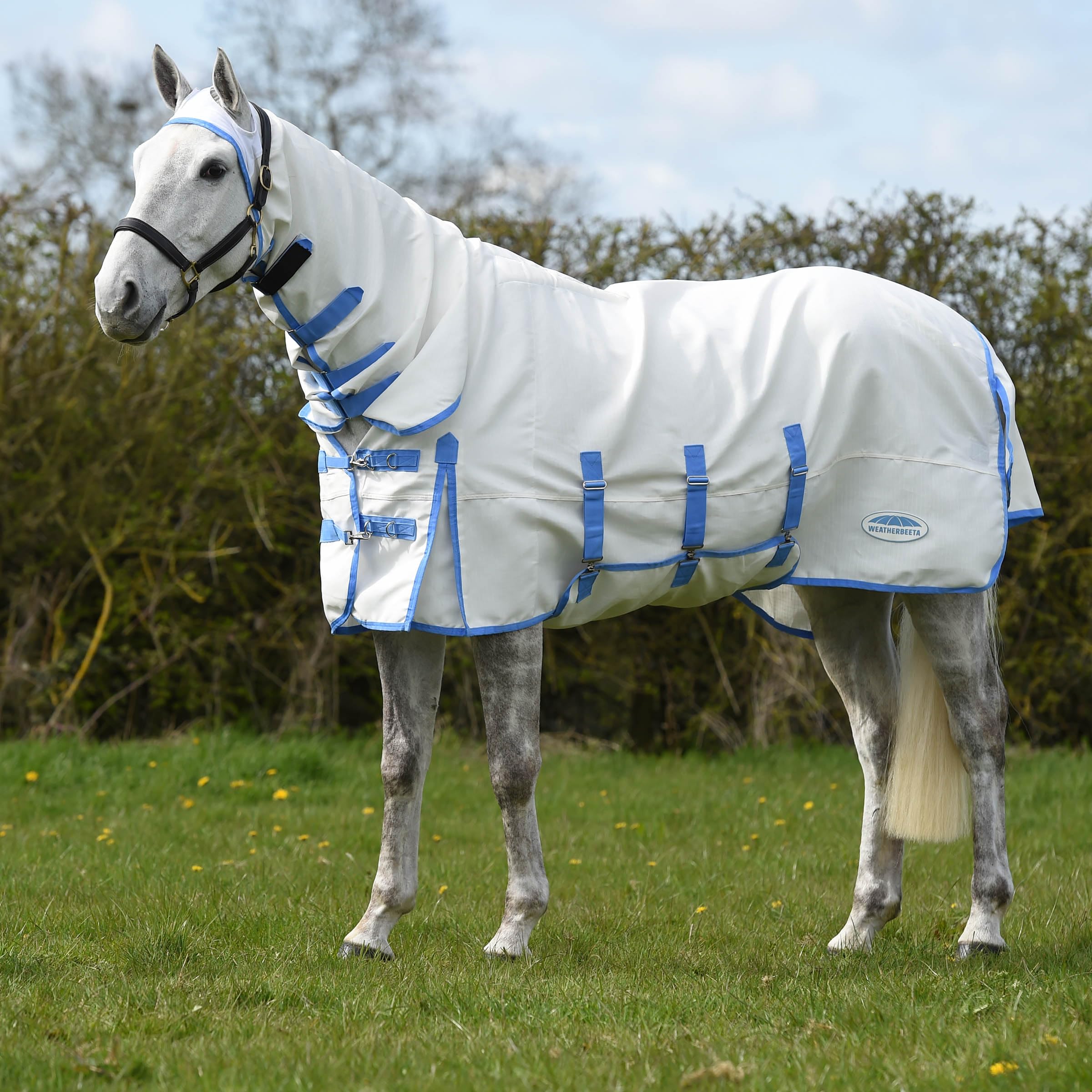 WeatherBeeta Sweet Itch Shield Combo Neck, White/Blue, 81