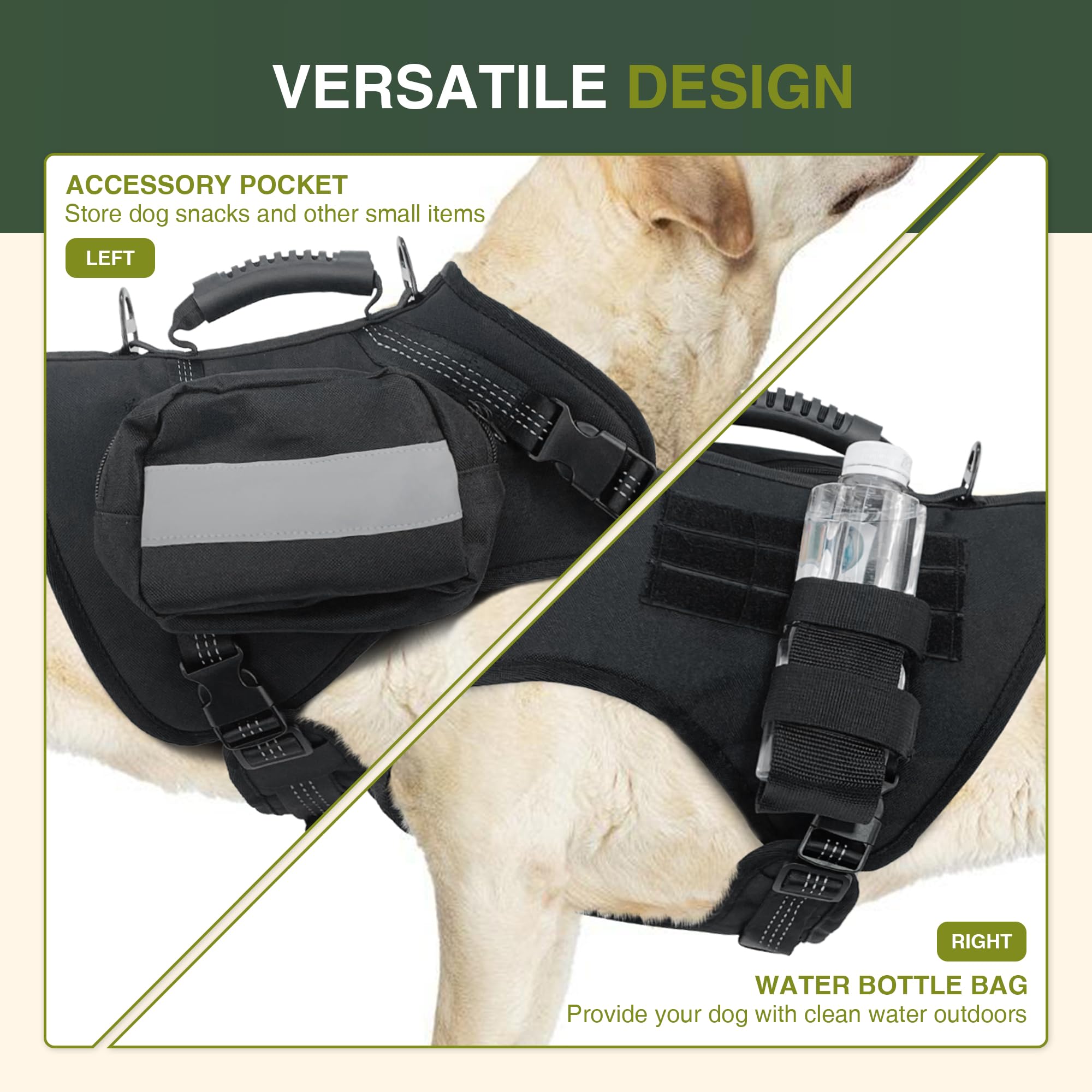 Tactical Dog Harness With Reflective Material, Adjustable Heavy-Duty No Pull Harness, Tear-Resistant Dog Tactical Vest With Hand