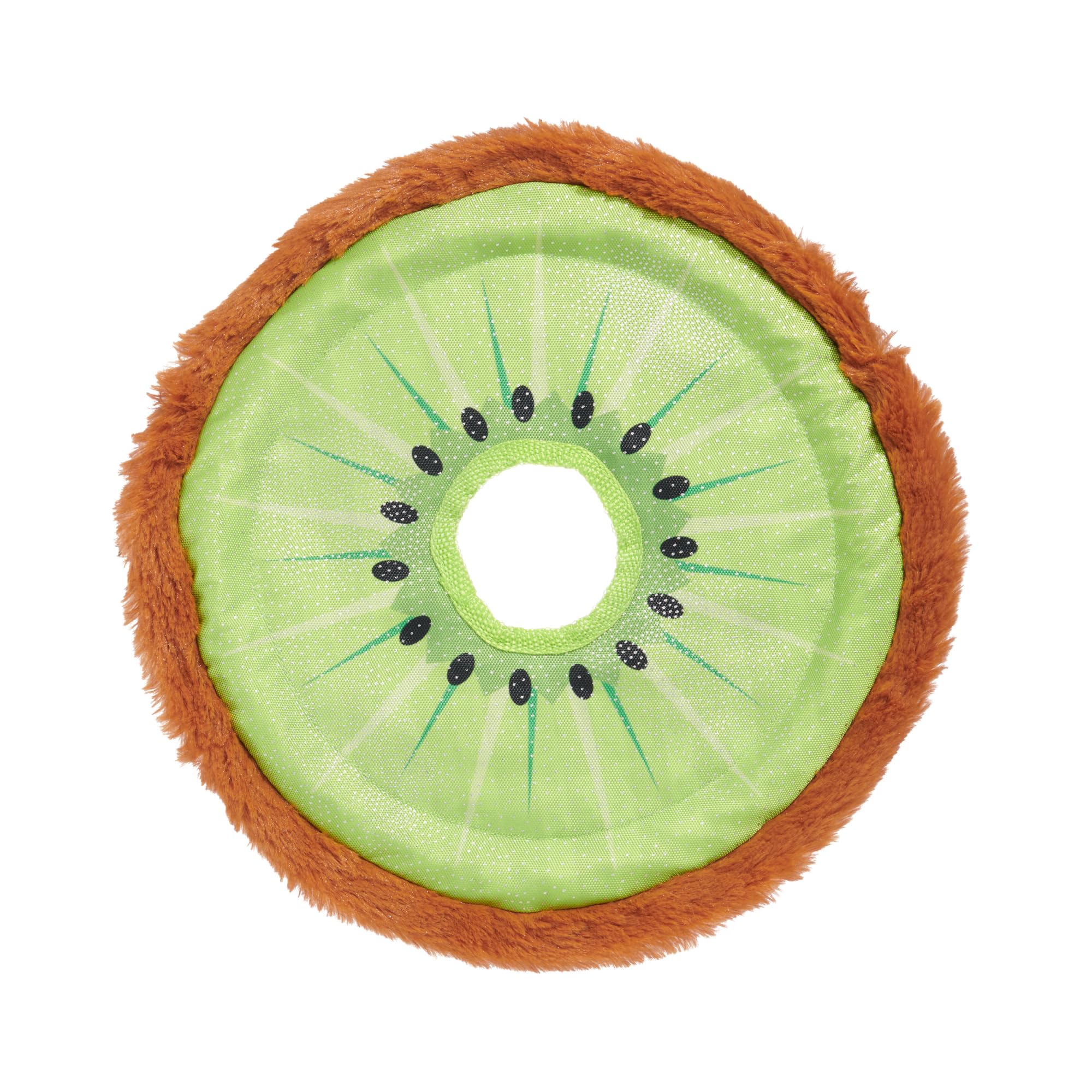 Barkbox Kiweeeee! Flying Disc Dog Toy | Fluff-Free Crinkle Disc with T-Shirt Rope Edge | Durable Fetch Toy for Dogs & Puppies Wh