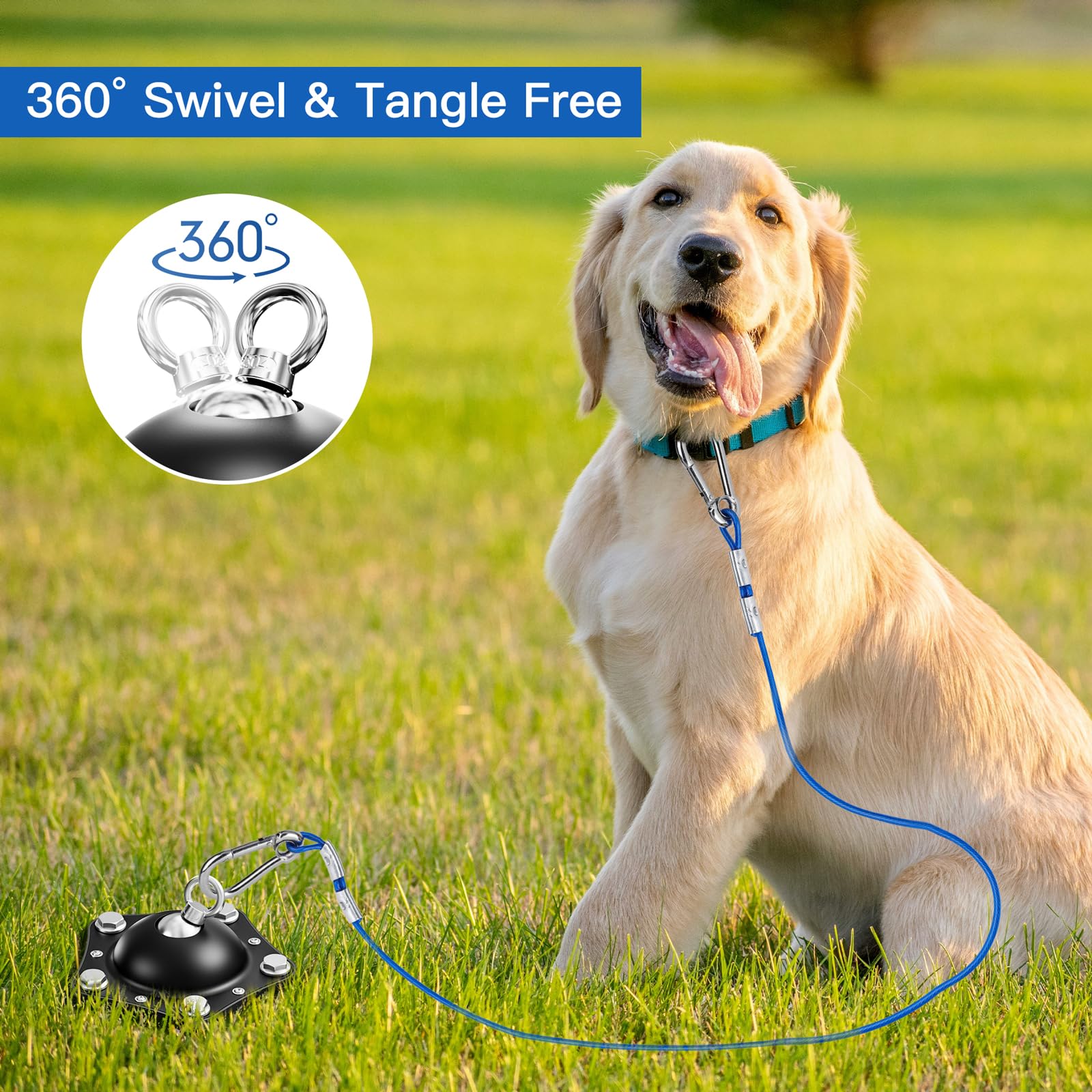 Tamababy Dog Tie Out Stake, 360Swivel Dog Run, Heavy Dog Stake For Yard, Rust Proof Dog Runner Can Hold Up To 150 Lbs Dogs For P