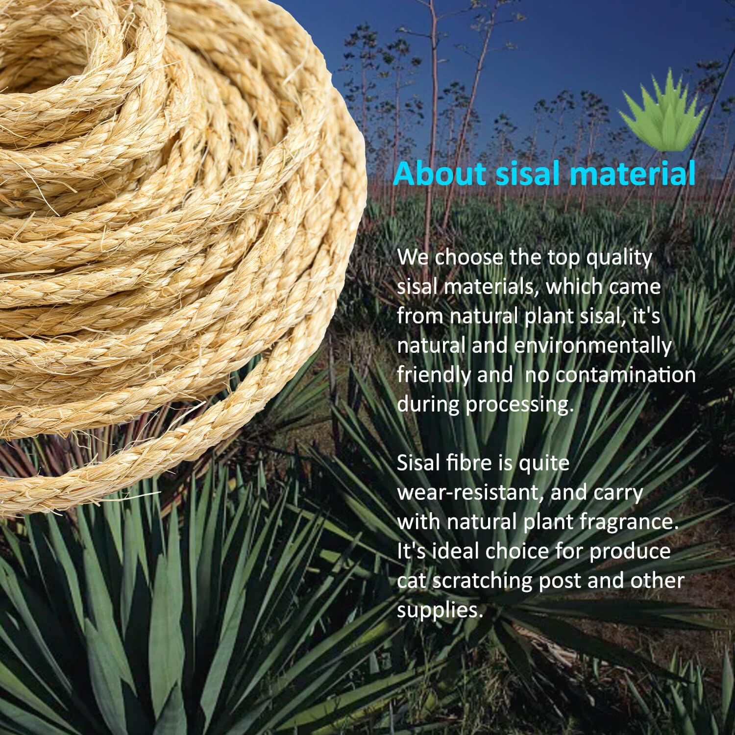 Cat Natural Sisal Rope For Scratching Post Tree Replacement, Hemp Rope For Repairing, Recovering Or Diy Scratcher, Natural Color