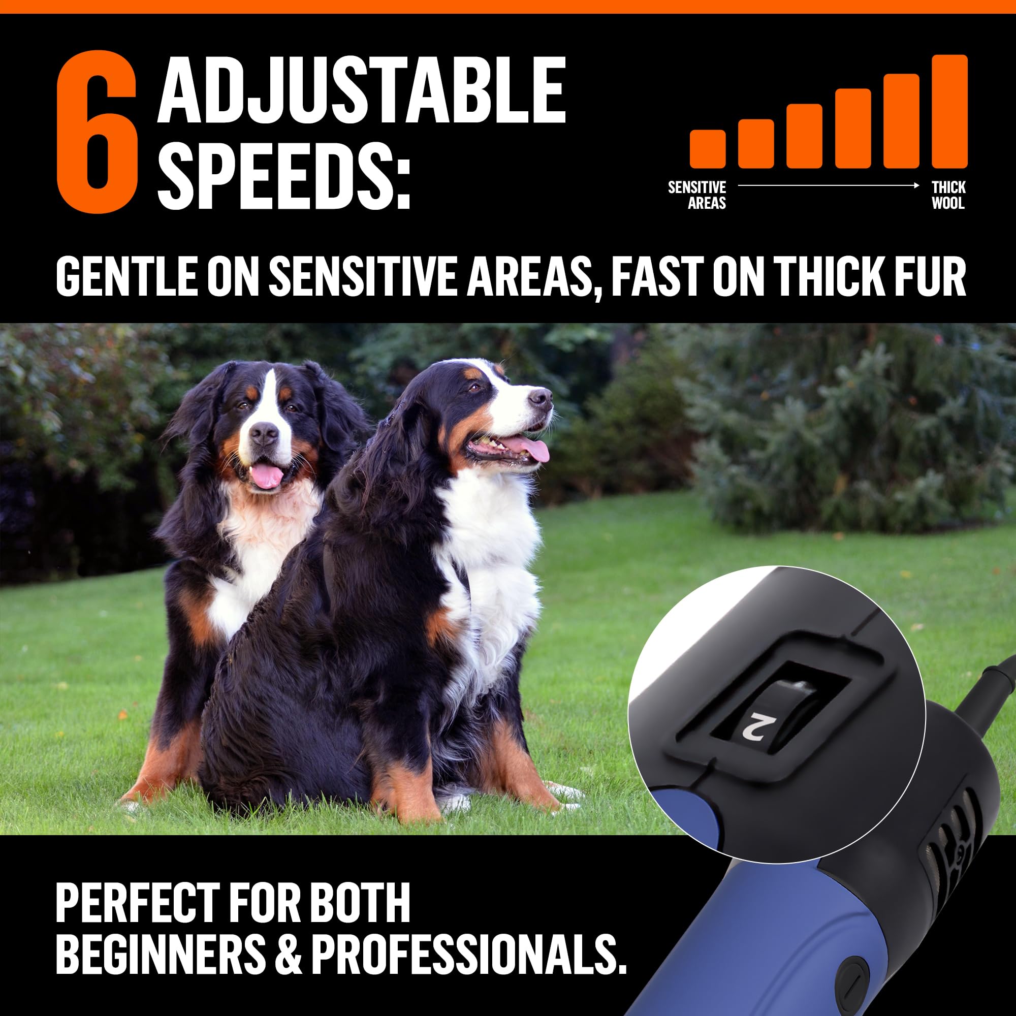 Professional Dog Grooming Clippers For Thick Coats - Shears Heavy Duty Hair Cutting Kit - Large Dog Shaver Set - Pet Trimmer For