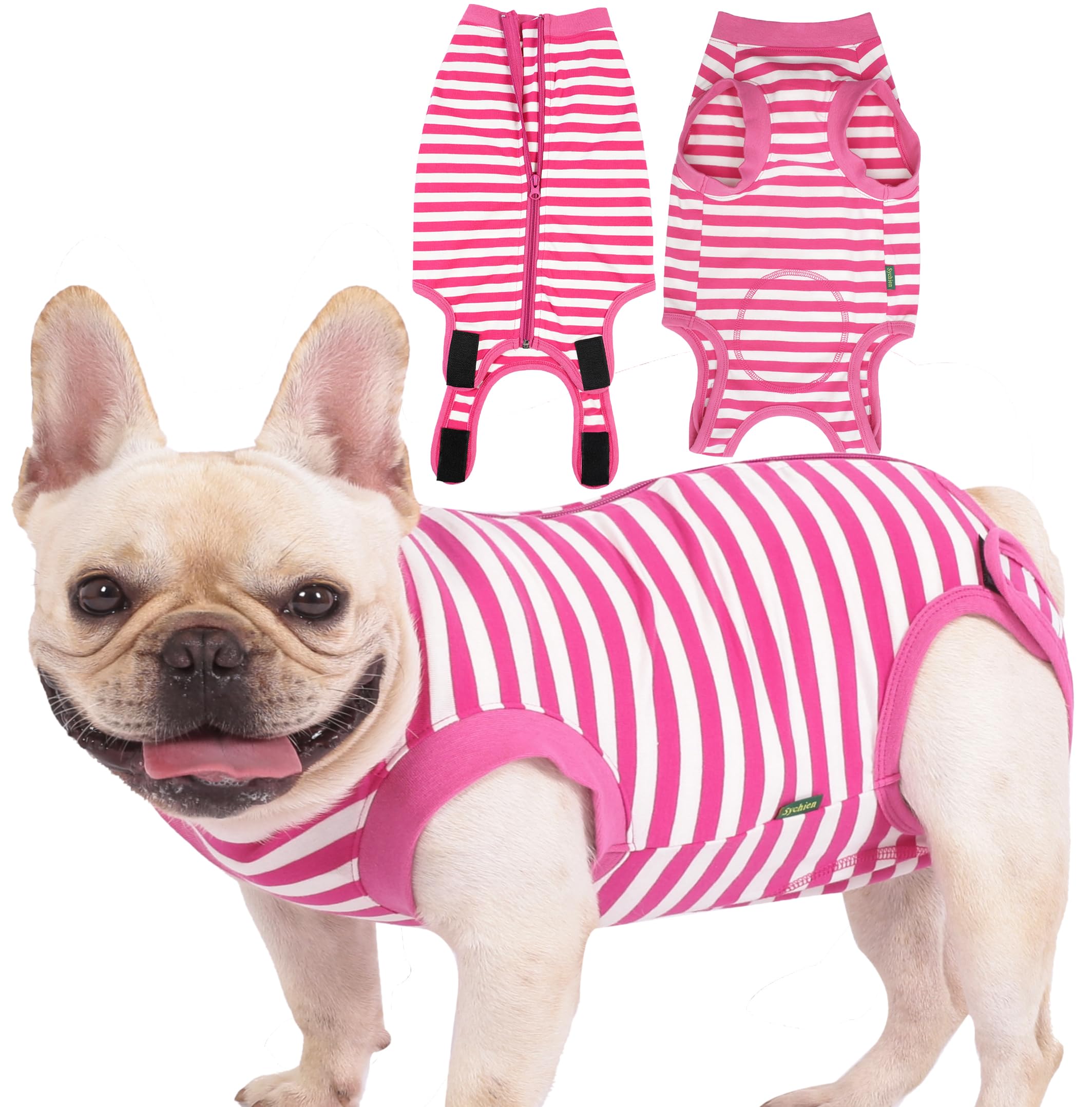 Sychien Dog Recovery Suit Post Surgery Shirt,Medium Female Spay Wound Protective Suit,Pink M
