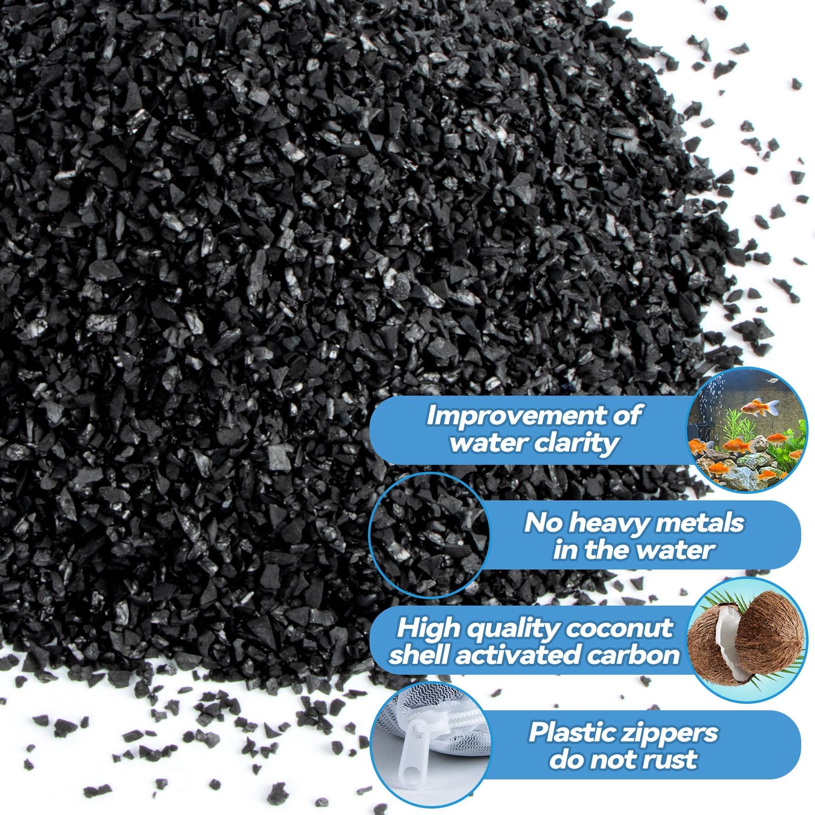 Maqihan 410G Activated Charcoal - Activated Carbon Aquarium Filter Media Charcoal Pellets For Fish Tank Supplies Media Bags For