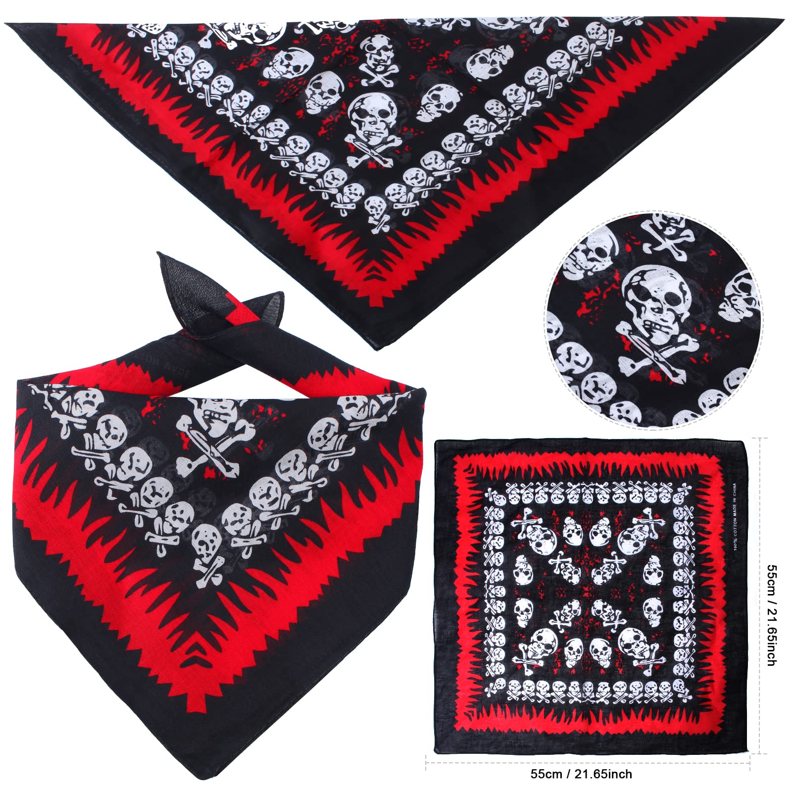 Aichiyu Skull Print Pet Pirate Hat & Bandana Set - One Size, Polyester, Color C - Halloween Costume Accessory for Dogs & Cats