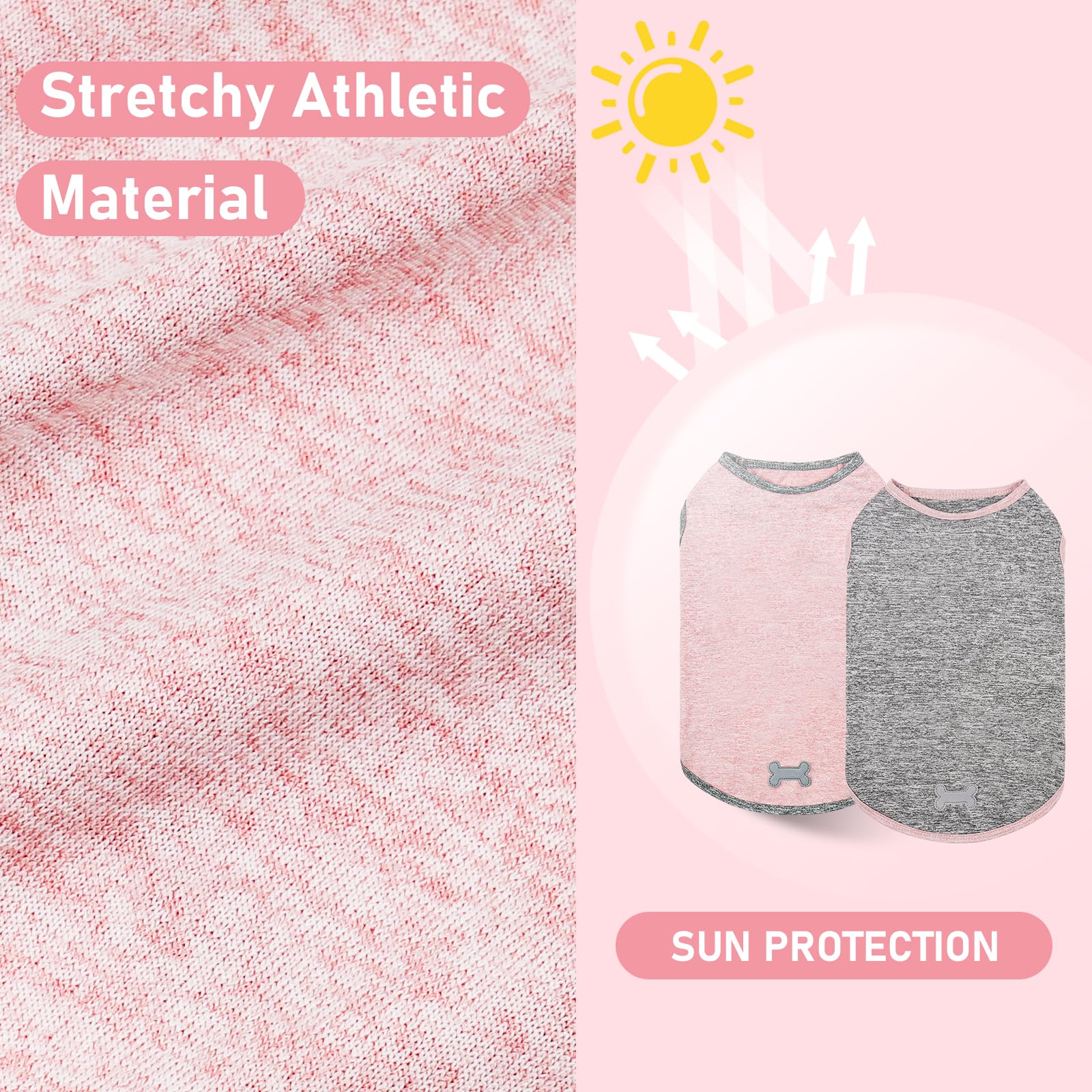 Kyeese 2Pack Dog Shirts With Reflective Label Sun Protection Quick Dry Soft Tank Top Stretchy Sleeveless Lightweight Dog Clothes