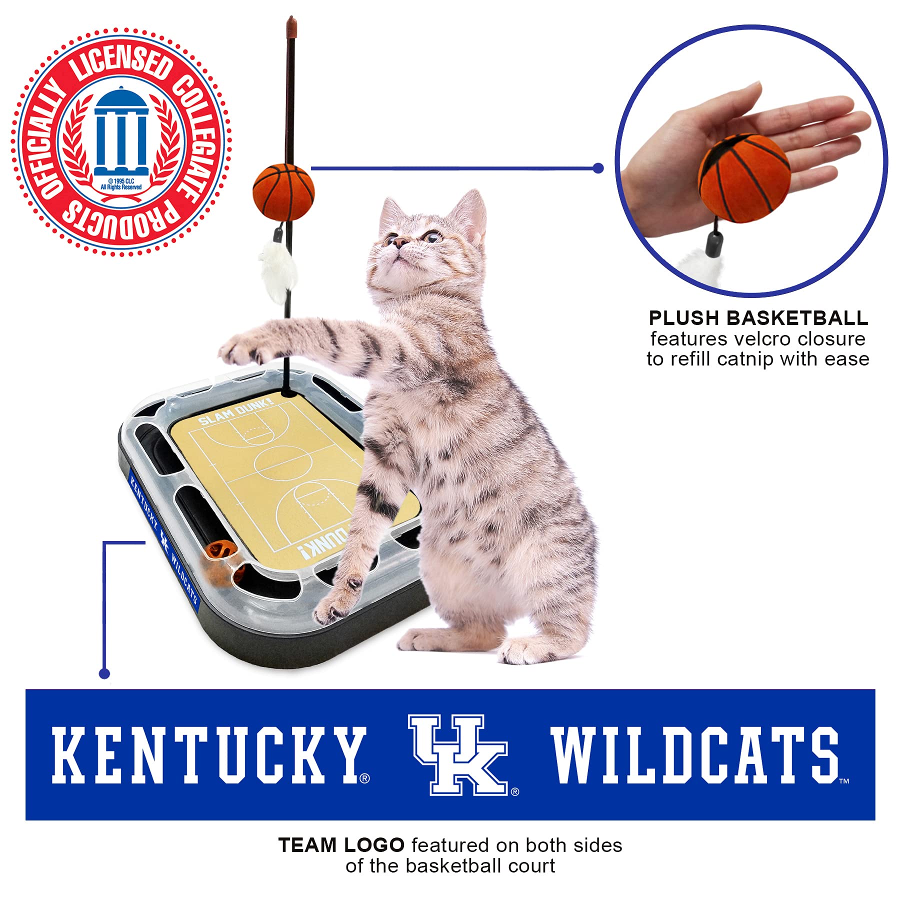 Cat Scratch Toy Ncaa Kentucky Wildcats Reversible Basketball Court Felt/Cardboard Cat Scratcher Toy. Interactive Cat Ball Bell I