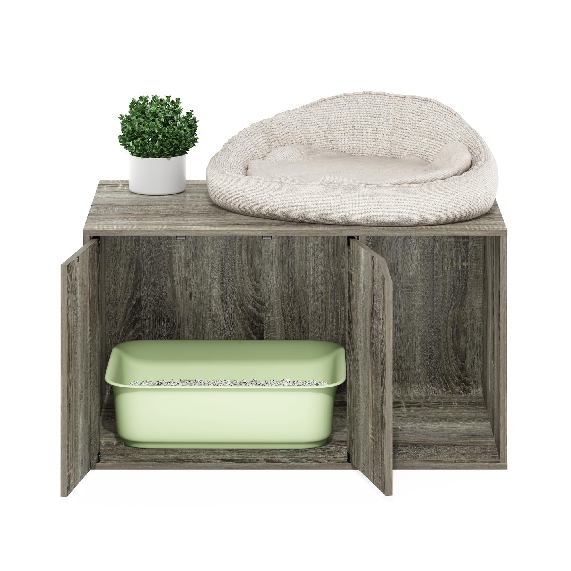 Furinno Peli Litter Box Enclosure, French Oak Grey