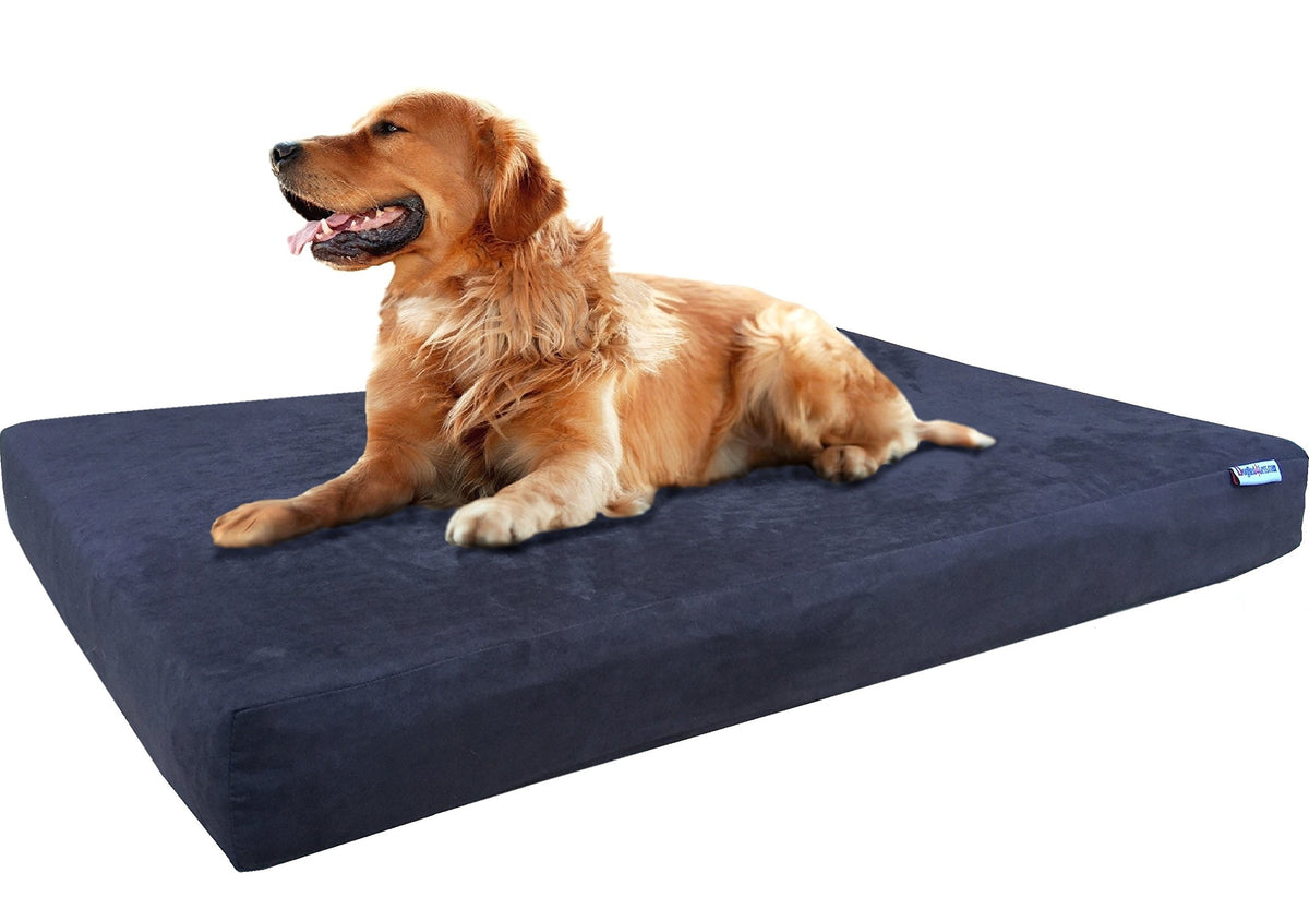 Dogbed4Less Xl Orthopedic Gel Infused Cooling Memory Foam Dog Bed For Medium To Large Pet, Waterproof Liner And Suede Espresso External Cover, 47X29X4 Inches (Fit 48X30 Crate)